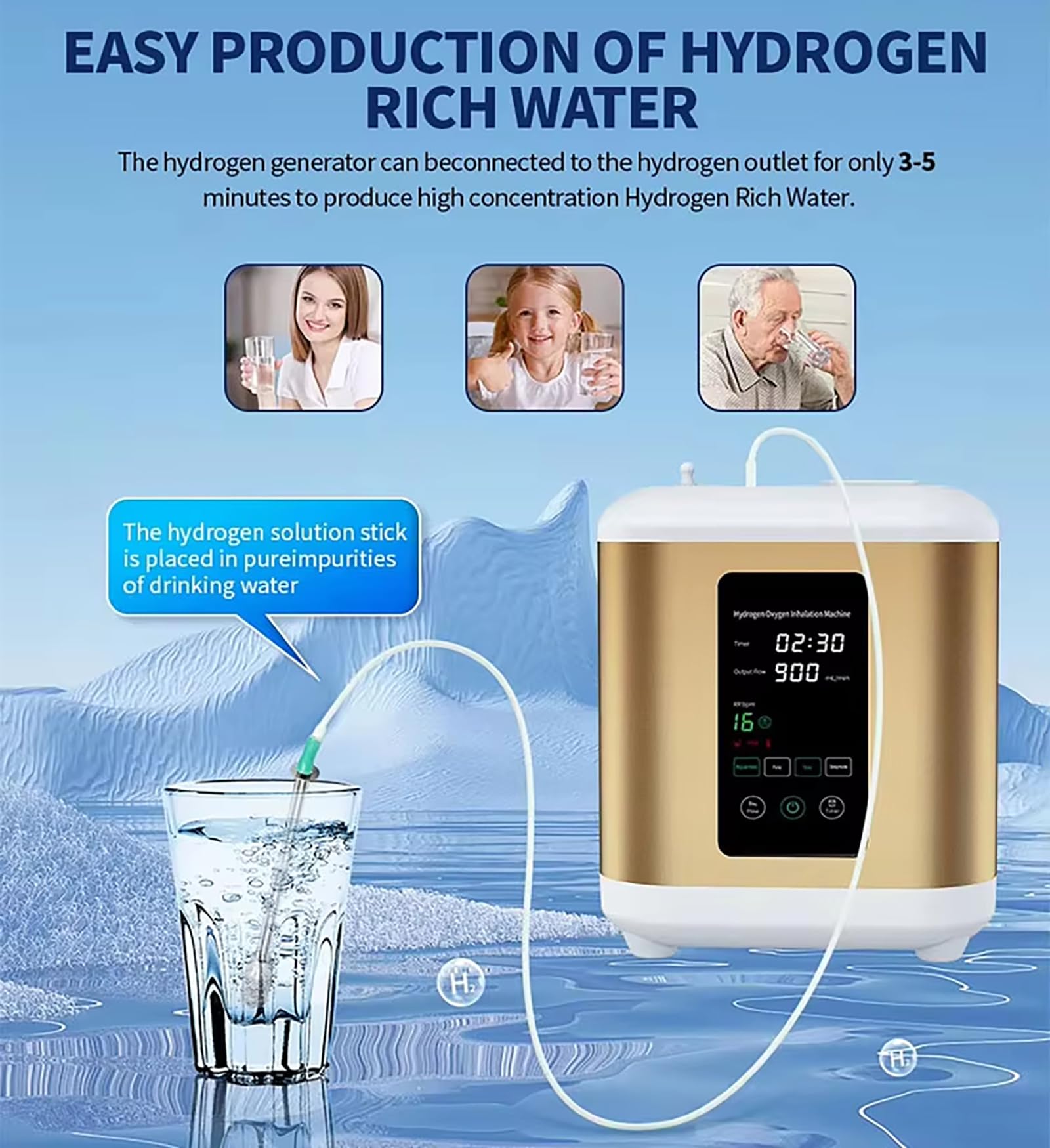 Inhalator Wodorowy Klasy Medycznej 600/900 Ml/Min – Pem Tech, 99,99% Ultraczystego H2, Urządzenie Do Terapii Wodorowej, Przenośny Inhalator H2 Gold 900ml/min