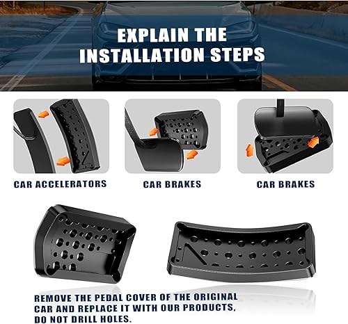 Miniatura 5 de Paquete de 2 pedales de gas antideslizantes, cubierta de pedal de freno de aleación de aluminio, kit de accesorios para el interior del automóvil,