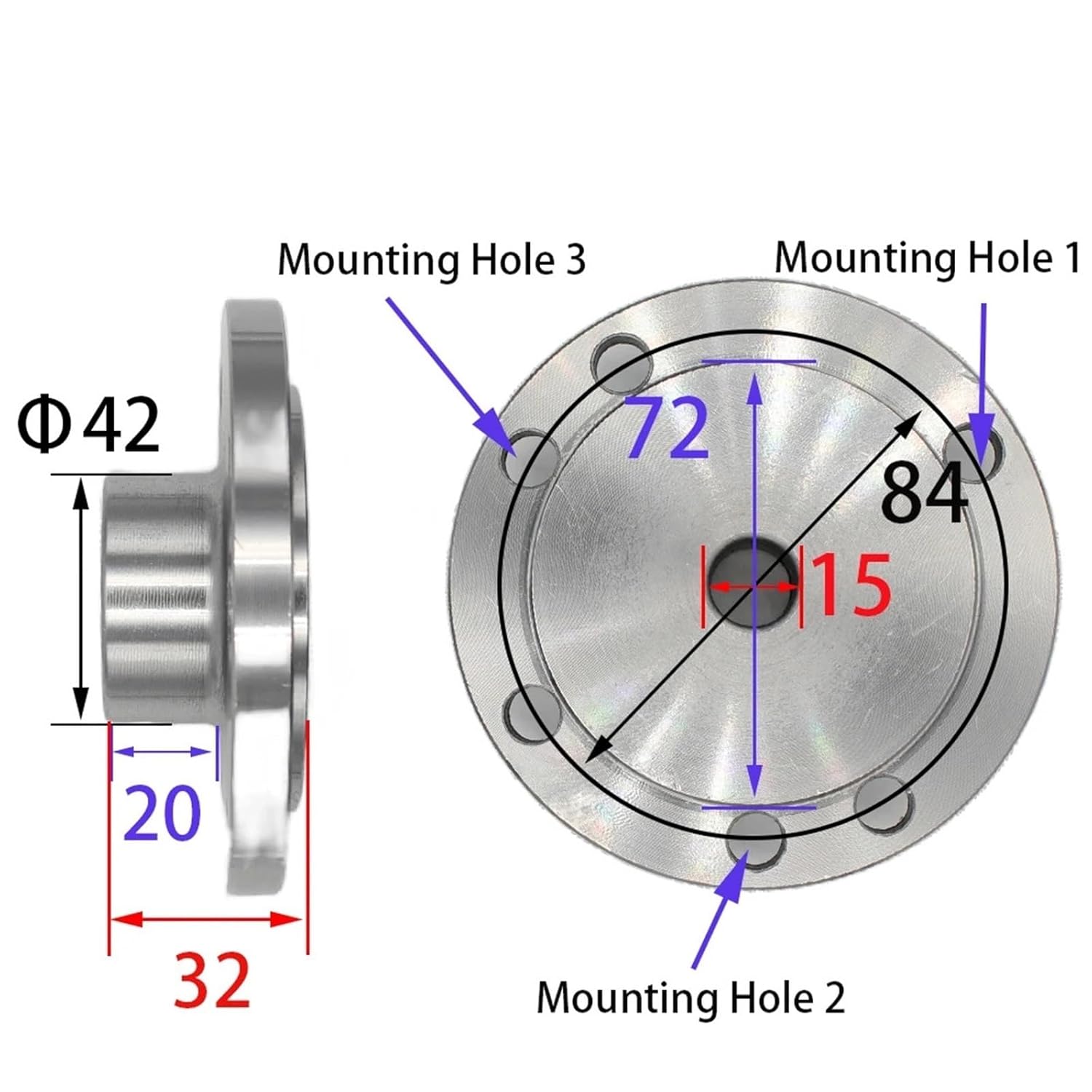 1PC Spindle Thread Chuck Flange Back Plate Base Adapter(100-hole22)