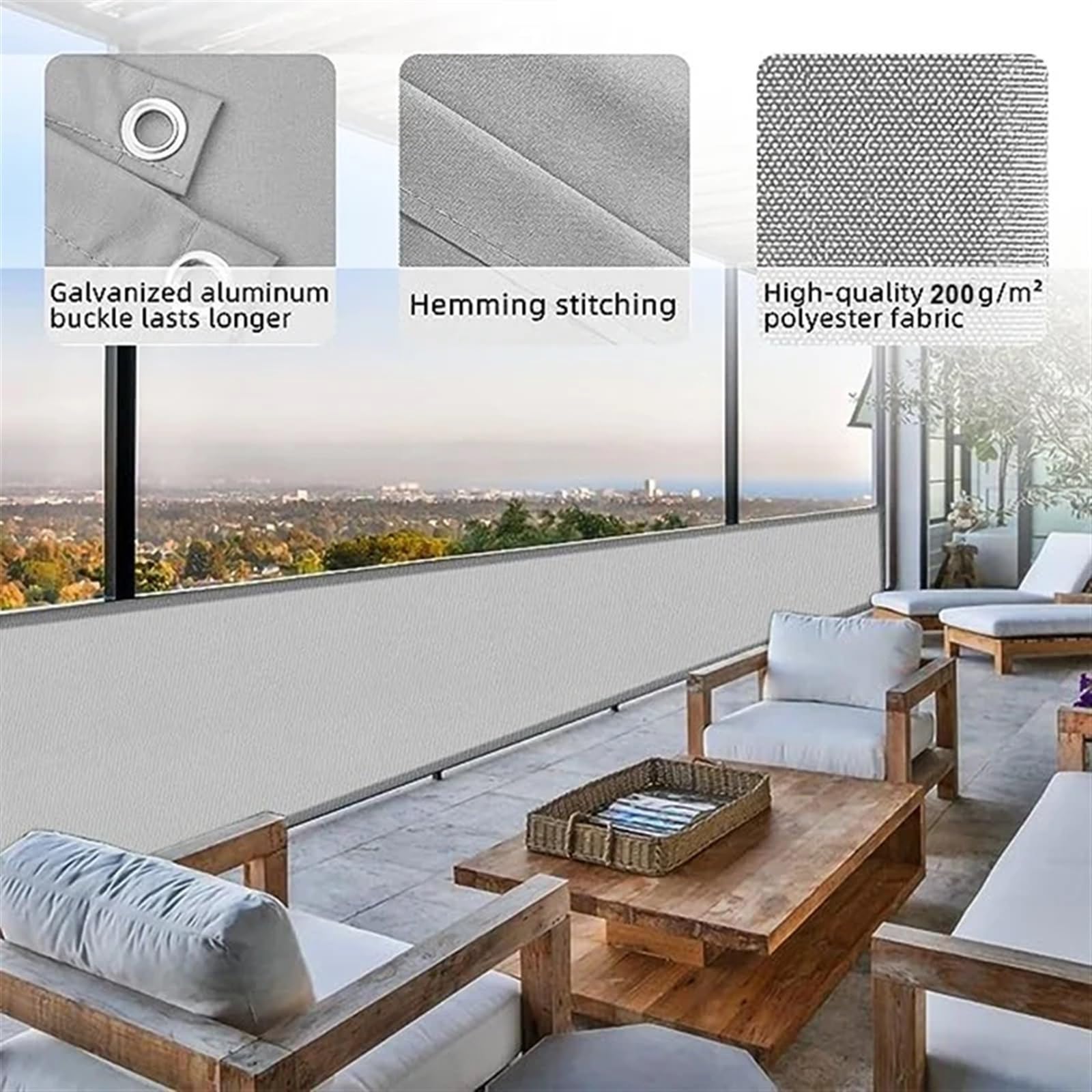 frangivista balcone Recinzione impermeabile Vela Ringhiera for balcone Schermata for la privacy Antipioggia Anti-UV for terrazza Tessuto barriera antivento Panno parasole(Beige - 50CM,0.9x6m)