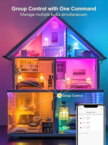 Miniatura 7 de ANGELHALO Bombillas inteligentes, bombilla LED A19 que cambia de color, funciona con Alexa y Google Assistant, bombillas Wi-Fi y Bluetooth, 16
