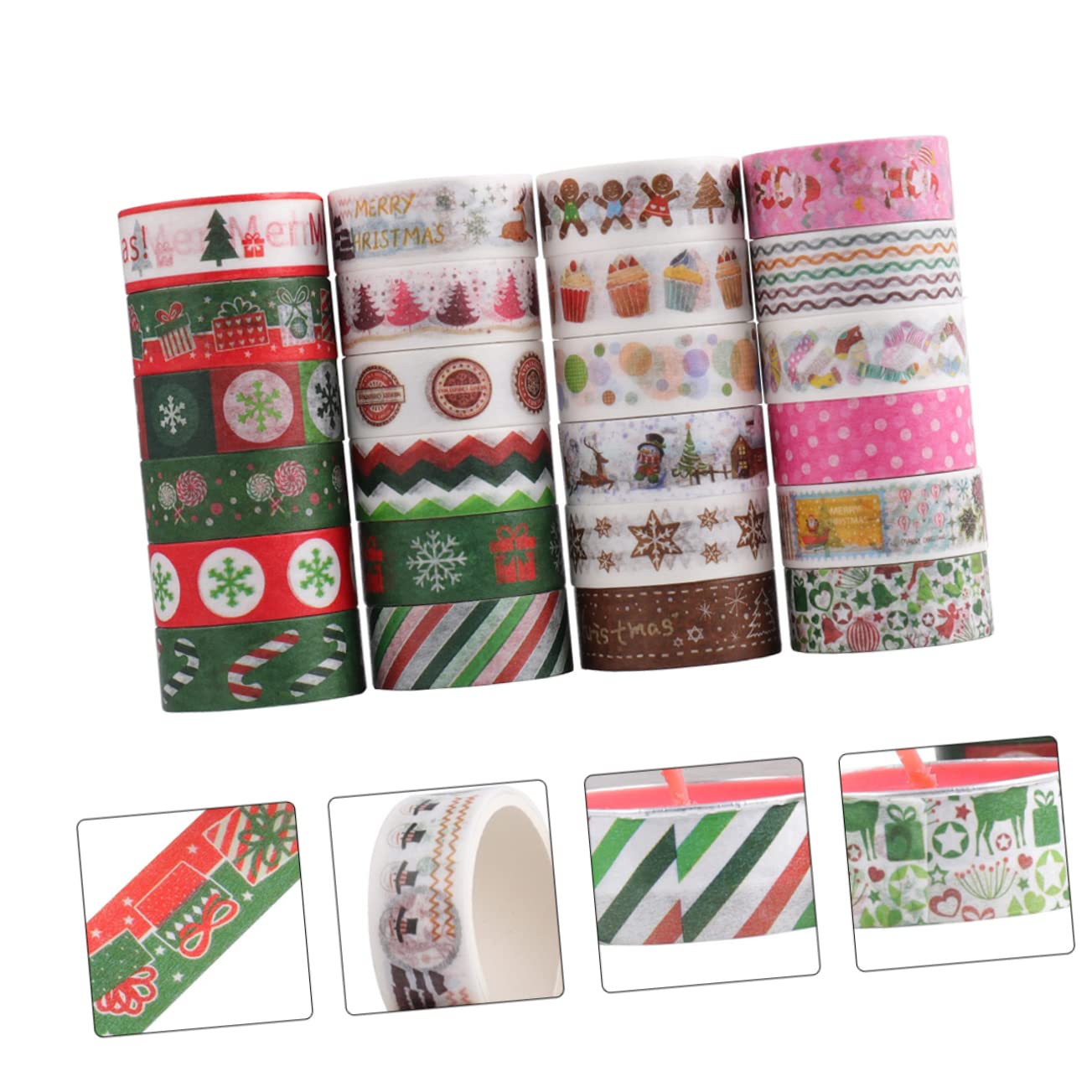 Didiseaon 72rollos Cintas Washi Decorativas De Navidad De Adhesivo para Manualidades y Tarjetas Festivas Diseño Temático Navideño