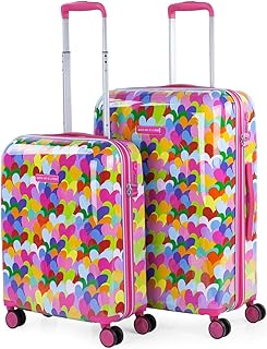 AGATHA RUIZ DE LA PRADA - Set di 2 valigie 4 ruote doppie girevole. Trolley in policarbonato stampato. Rigide e leggere. TSA integrato. Piccola e Mediana. Qualità e disegno. 131100, Color Fucsia