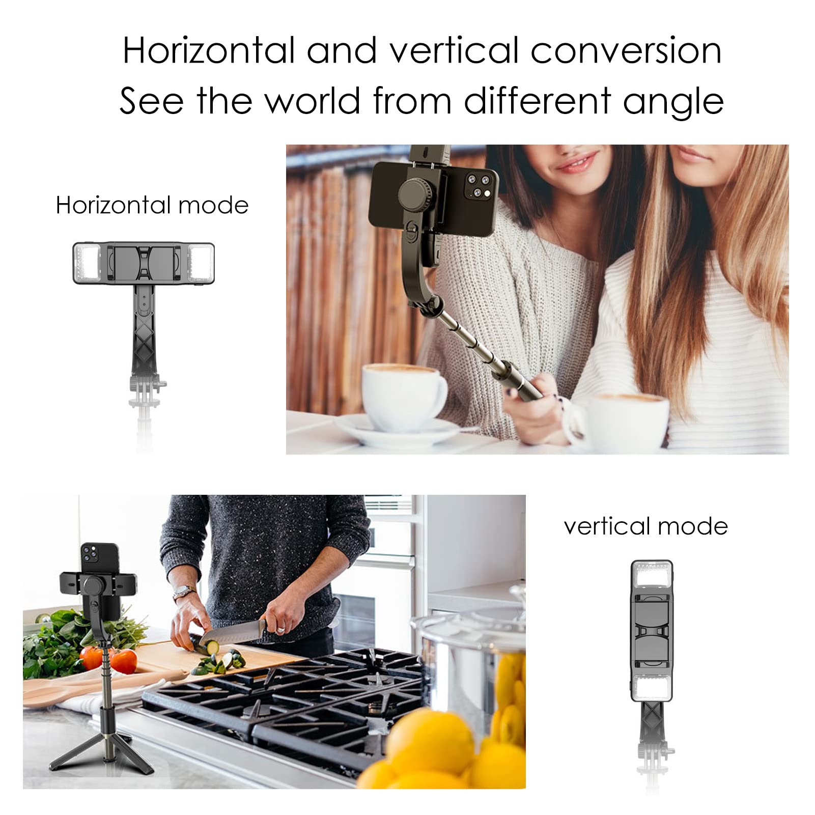 Asta Selfie Bluetooth, Q08d Asta Selfie Bluetooth Treppiede LED a Doppia Luce di Riempimento Asta Selfie Multifunzionale Wireless con Telecomando