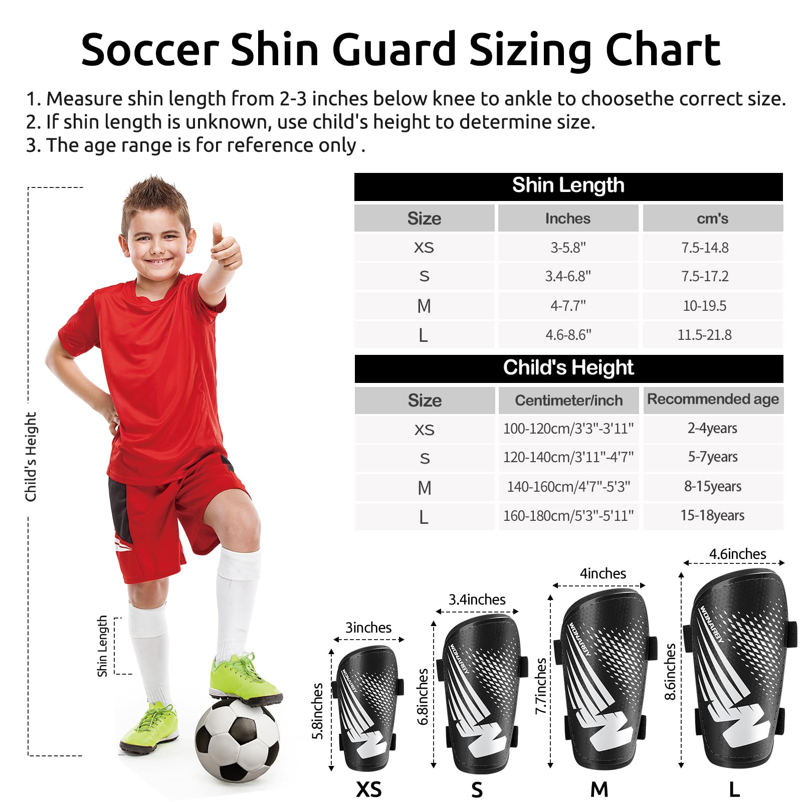 Shin Pads Football Youth Kids, Shin Guard for Boys Girls Teenagers 2-18 Years Old - Image 4
