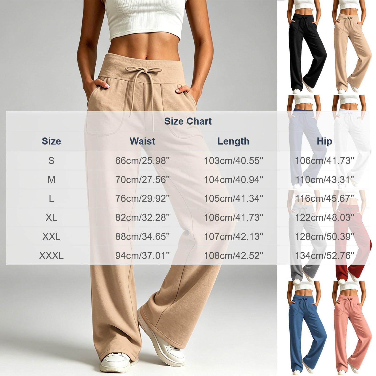 Generico Pantaloni Tuta Donna Pantaloni Sportivi Vita Alta Pantalone a Gamba Larga Larghi e Morbidi Pantalone Baggy con Tasche Pants Lunghi con Coulisse Regolabile per Jogging Fitness Sport