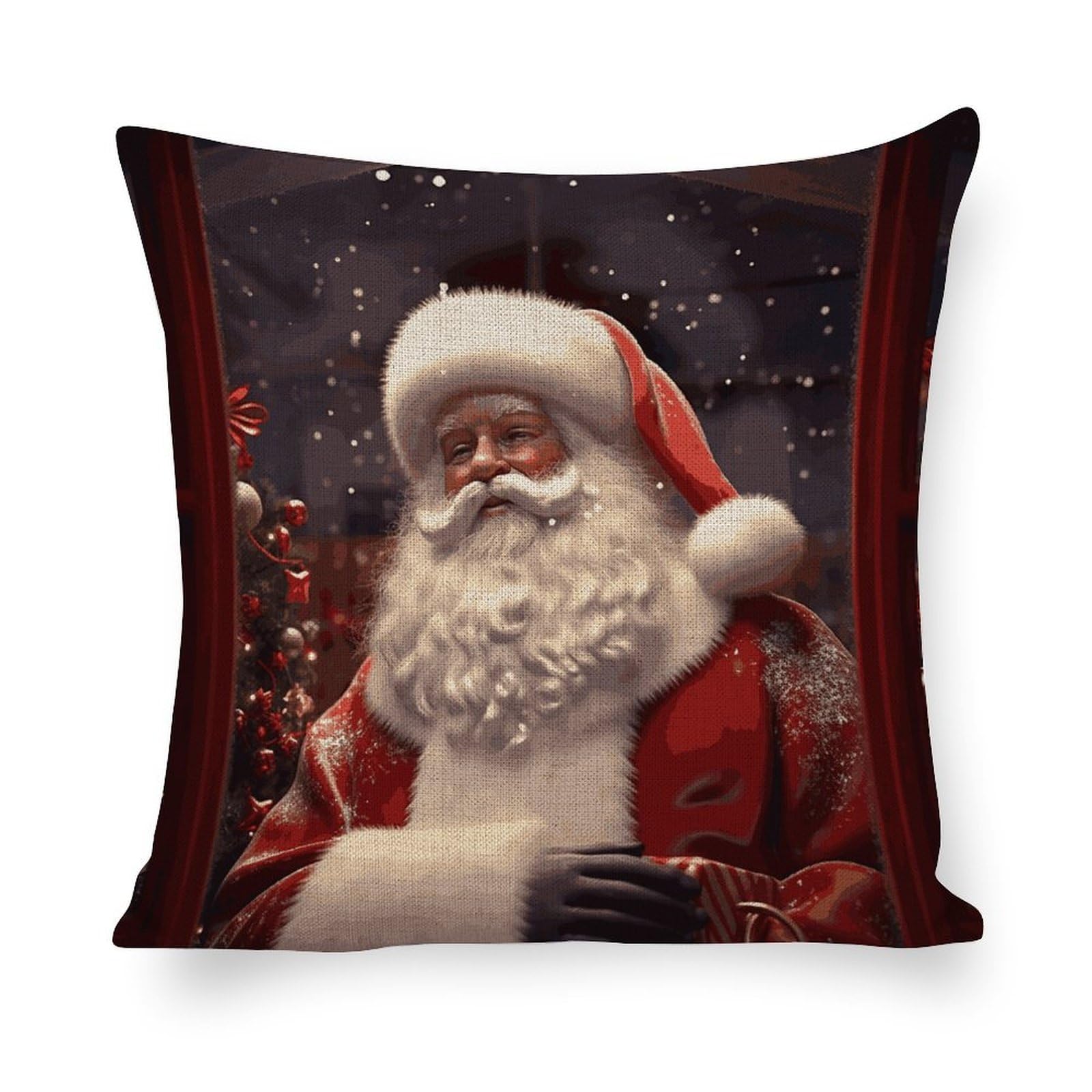 Federa per cuscino con stampa di Babbo Natale, con cerniera, quadrata, decorazione per divano, decorazione per la casa