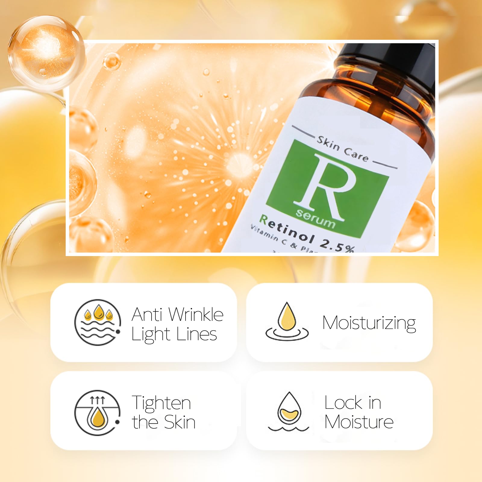 4 butelki serum z witaminą C, kwas hialuronowy, niacynamid, serum retinolowe, serum do twarzy, ujędrniającej regeneracji, twarzy, szyi, zestaw 30 ml Elitzia