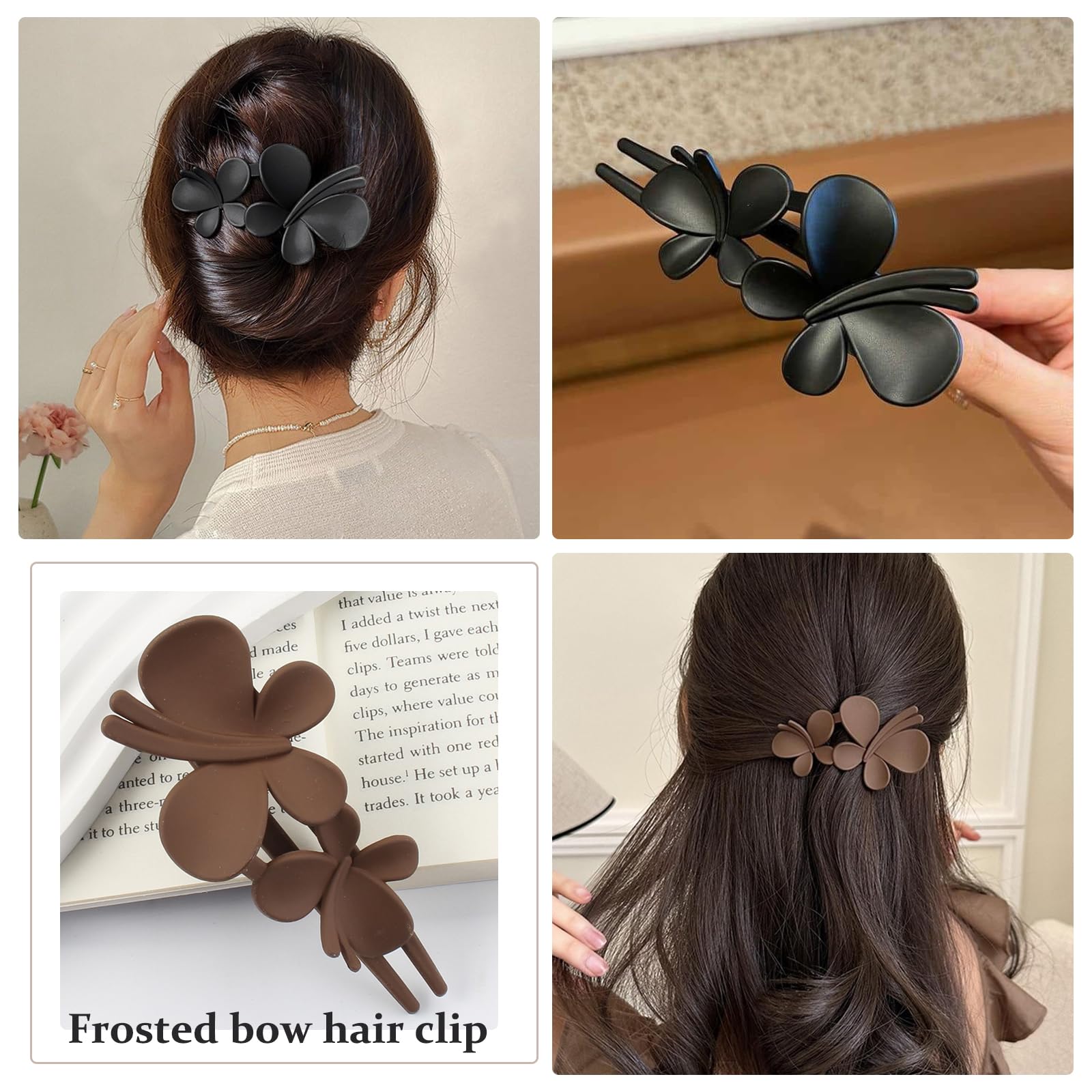 5pcs Double Butterfly Hair Clips Crocodile Clips Hair Large Butterfly Hair Clips Women's Matt Duck Beak Hair Clip Crocodile Hair Pin for Women and Girls - Image 4