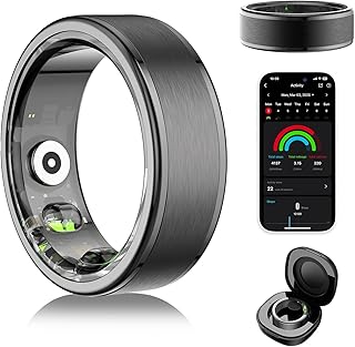 Domhong Smart Ring for Women Men - Fitness Tracker with Heart Rate/Blood Oxygen/Stress Monitor/Steps/Sleep Tracking, No Ap...