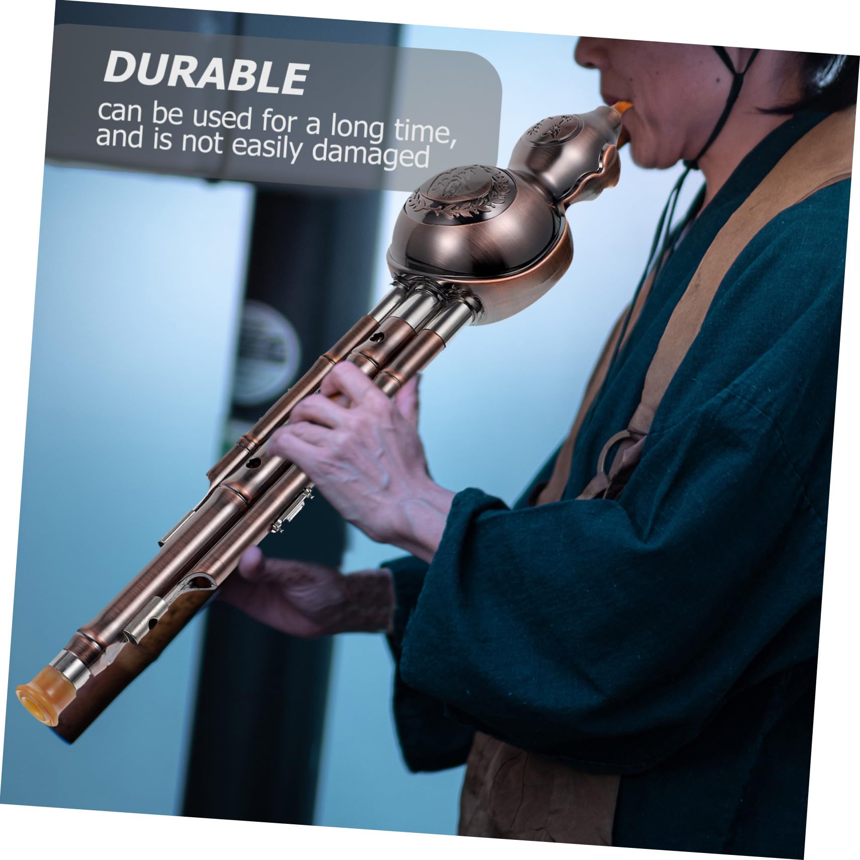 Strumento Musicale Cinese Hulusi in PP di Flauto Cucurbitacea con Placcatura Retrò e Motivo Classico per Principianti e Appassionati di Musica Etnica