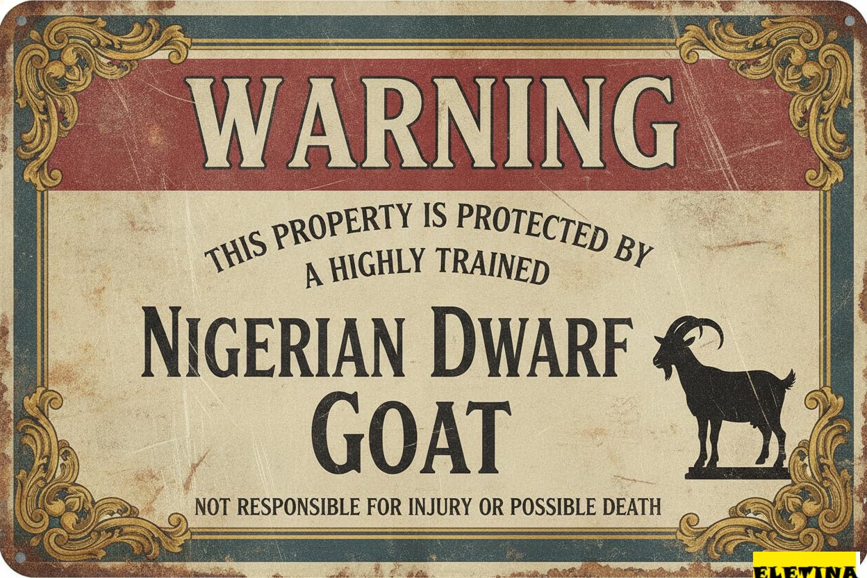 Personalized Sign for Man Cave Funny Nigerian Dwarf Goat Goat Warning Decor Barn Yard Goat Lover Gift Metal Livestock 8x12 Inchse Private Property Decorative