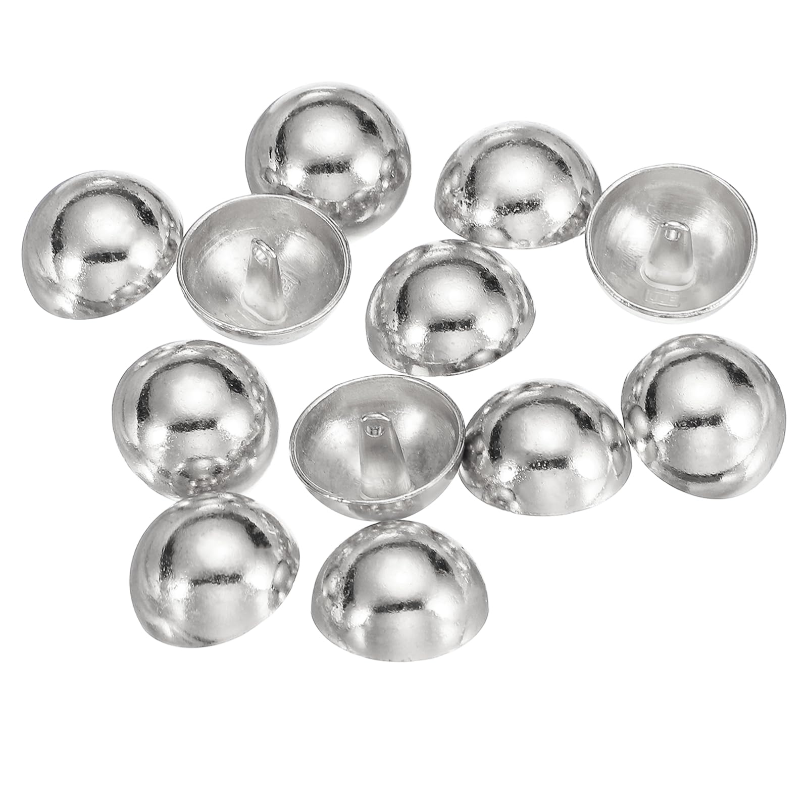 sourcing map 12pcs Half-Domed Metal Sewing Buttons, 20mm / 0.79" Half Round Mushroom Pearl Cap Metal Buttons with Shank for Blazer Suit Coat Jacket Cloth Garment Decoration, Silver