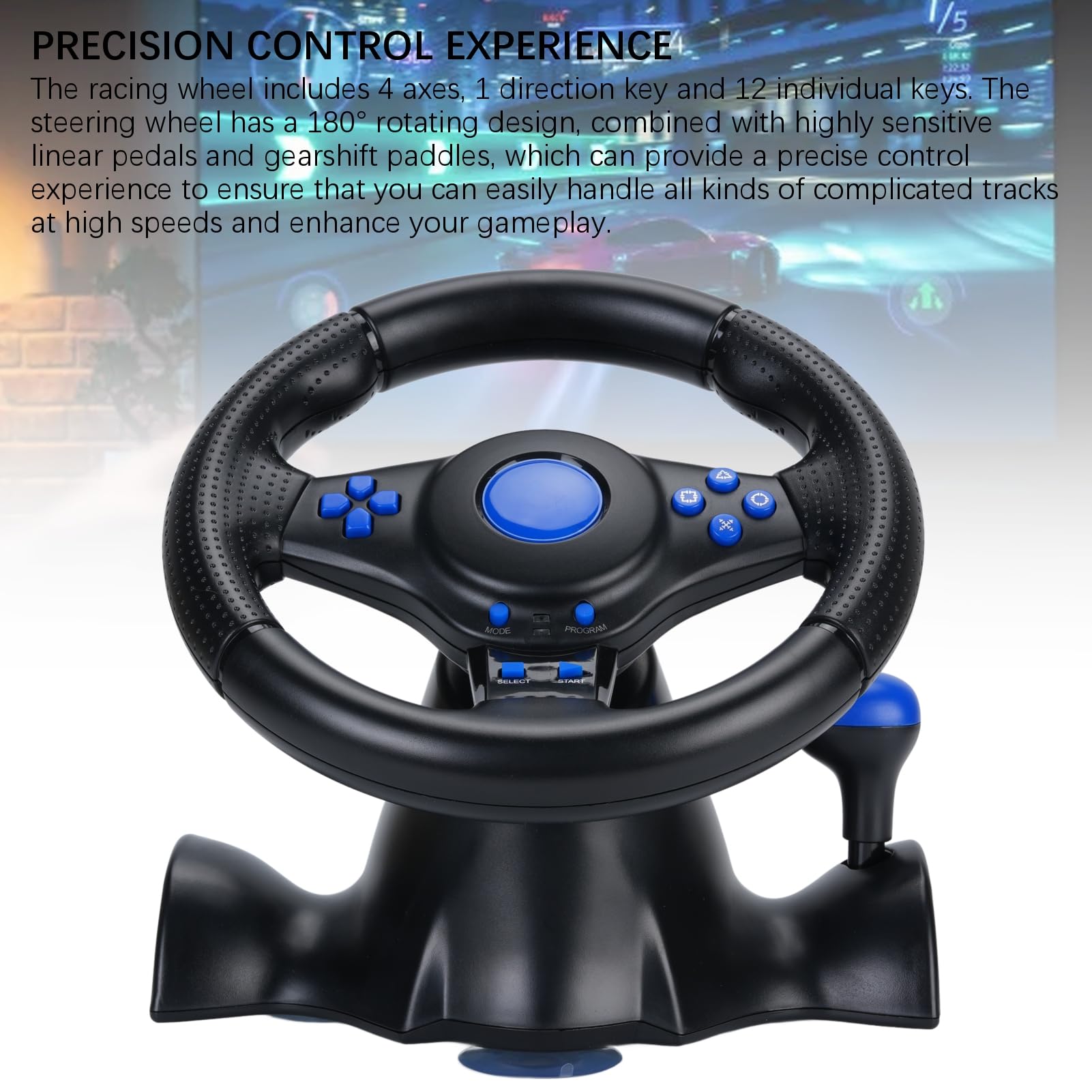 Volante con Esperienza di Controllo Precisa e Feedback di Vibrazione Realistico per 360 PC VR Set Volante da Gioco