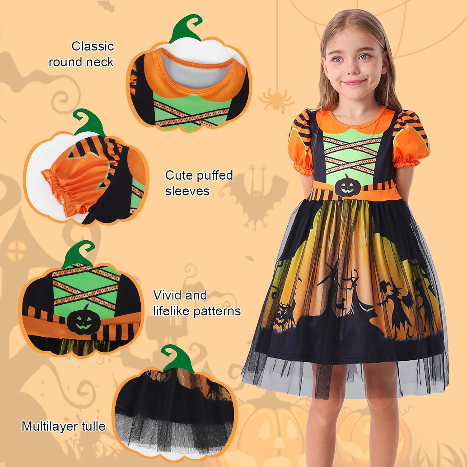 WonderBabe Pirate Costume Kids Puff Sleeve Tulle Dress Toddler Pirate Outfit Girls Birthday Party Halloween Dress Up Clothes - Image 4