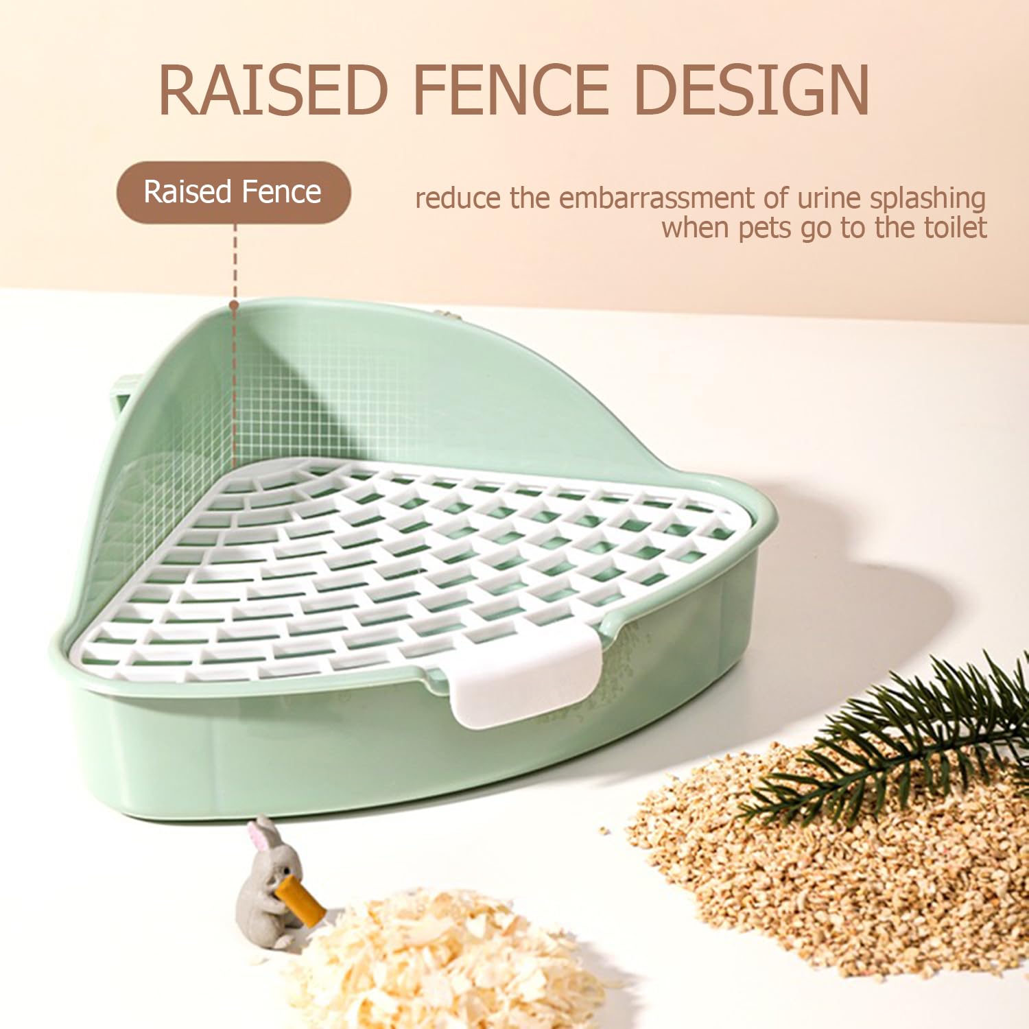 Rabbit Litter Box Bunny Corner Toilet Box Potty Trainer for Hamster Guinea Pig Ferret Rat Chinchialla Cage Pan 3.9” x 7.5” x 7.5” - image 3