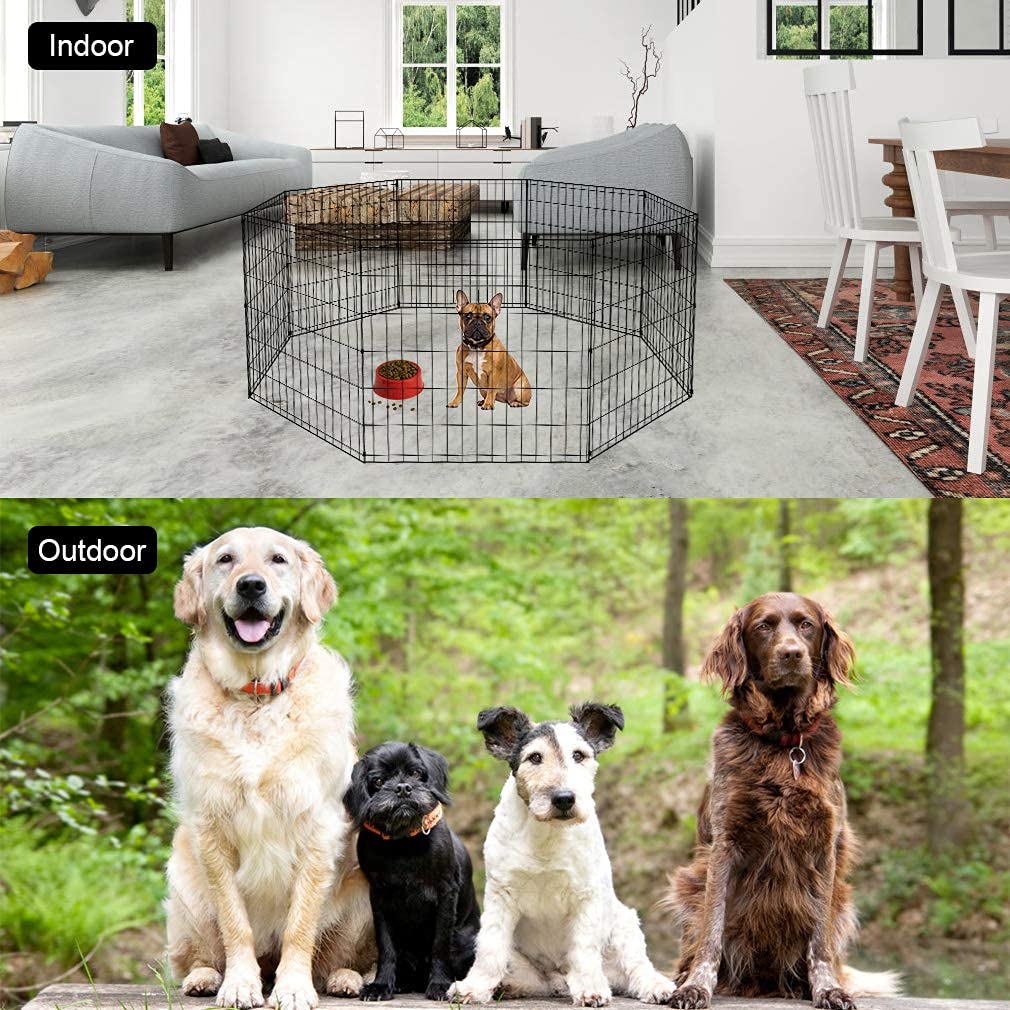 Foldable Metal Dog Playpen Pet Puppy Playpen Dog Pen Indoor Outdoor 8
