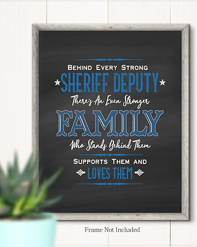 Miniatura 2 de Behind Every Strong Sheriff - Impresiones de aplicación de la ley - Regalo de oficial de policía - Decoración de pared de héroe - Arte de pared
