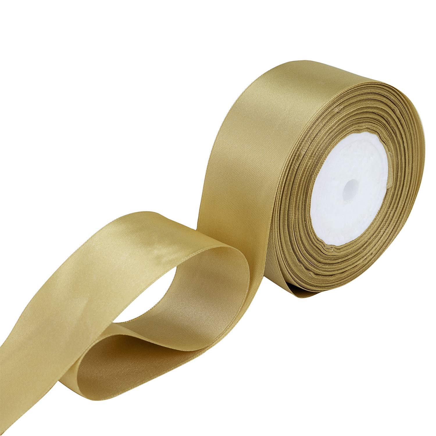 WedDecor Gold Ribbon for Gift Wrapping, 50mm x 25 Metres Double Sided Polyester Satin Ribbon Roll for Christmas, Wedding, Crafting, Sewing, Hair Bow, Birthday Cake Decoration — image 1