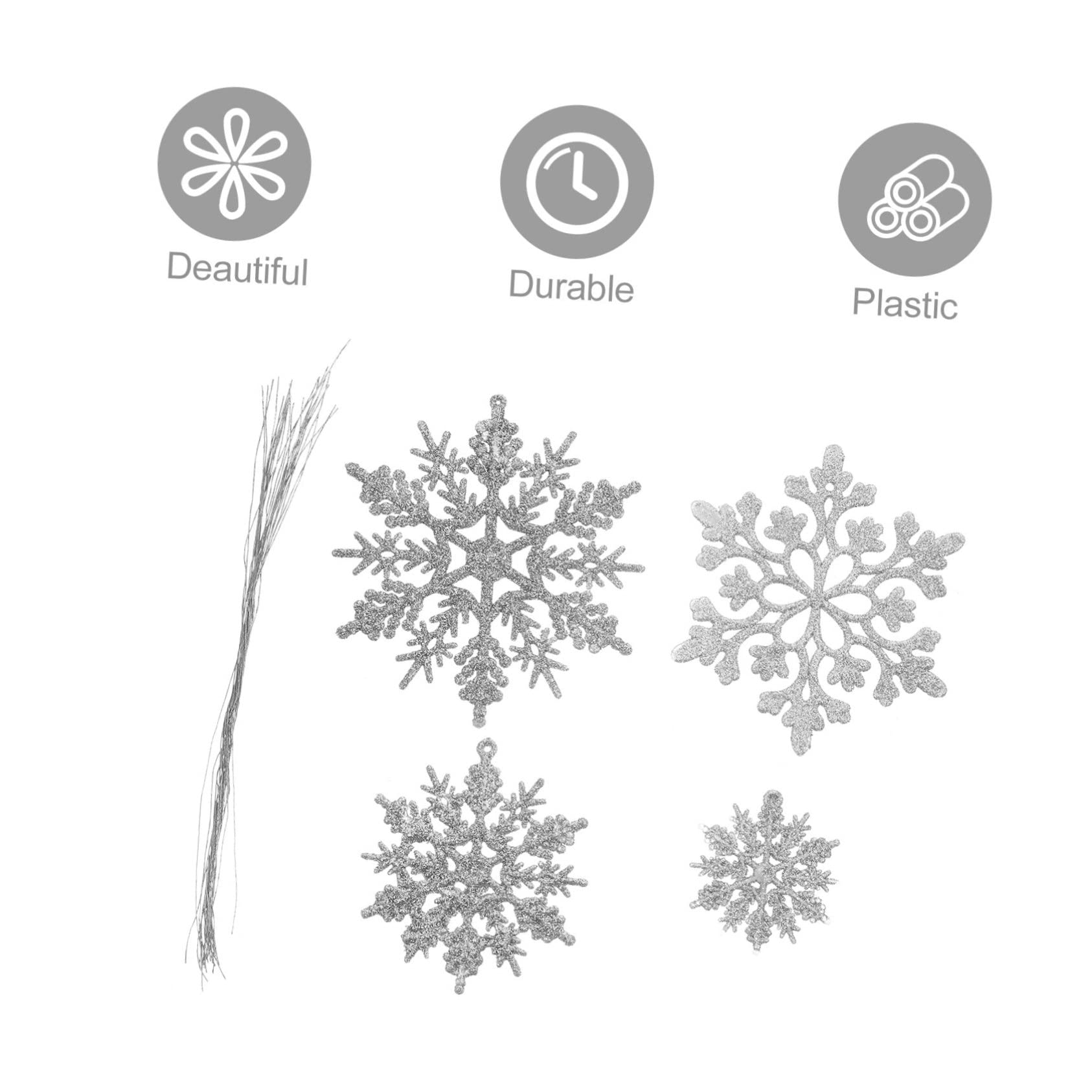 IMIKEYA 144 Pièces Flocons De Neige De Noël Flocon De Neige De Sapin De Noël Pendentif Flocon De Neige Scintillant De Noël Gros Flocons De Neige Décorations De Fête Plastique