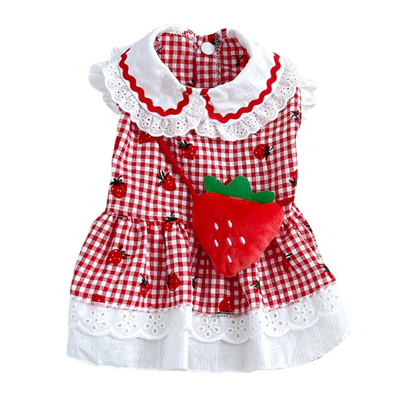 GKYQVE Comfortable Strawberry Pattern Pet Dress Lovely Dog Outfit Fashion Pet for Walking Parties and Photo Softable Cotton Blend Dog