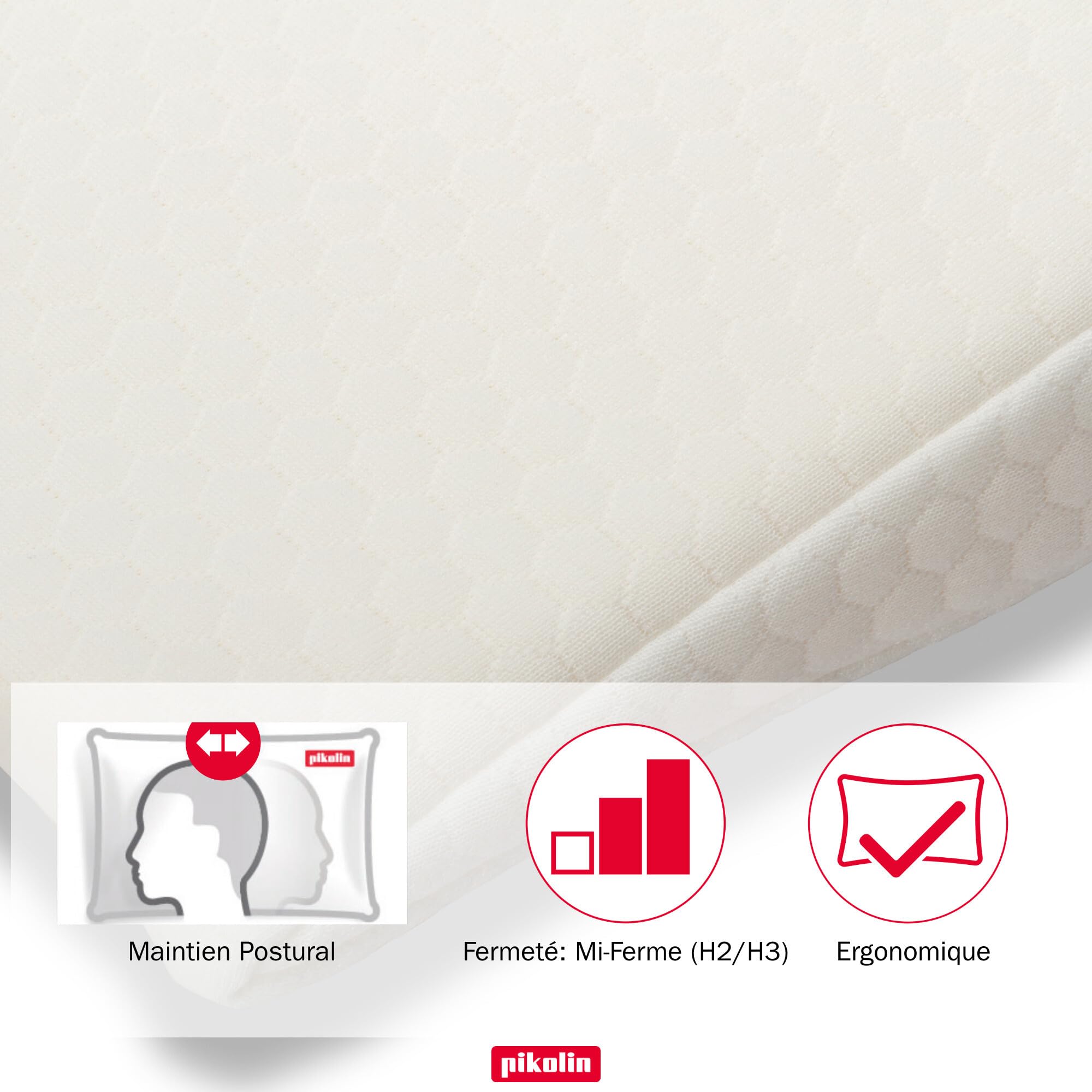 PIKOLIN Oreiller Anti-reflux en Mousse à Mémoire à Plan Incliné - Améliore la Digestion et la Respiration, Taie Amovible et Lavable, Respirant, Ergonomique Certifié Oeko-Tex - 50 x 30 cm