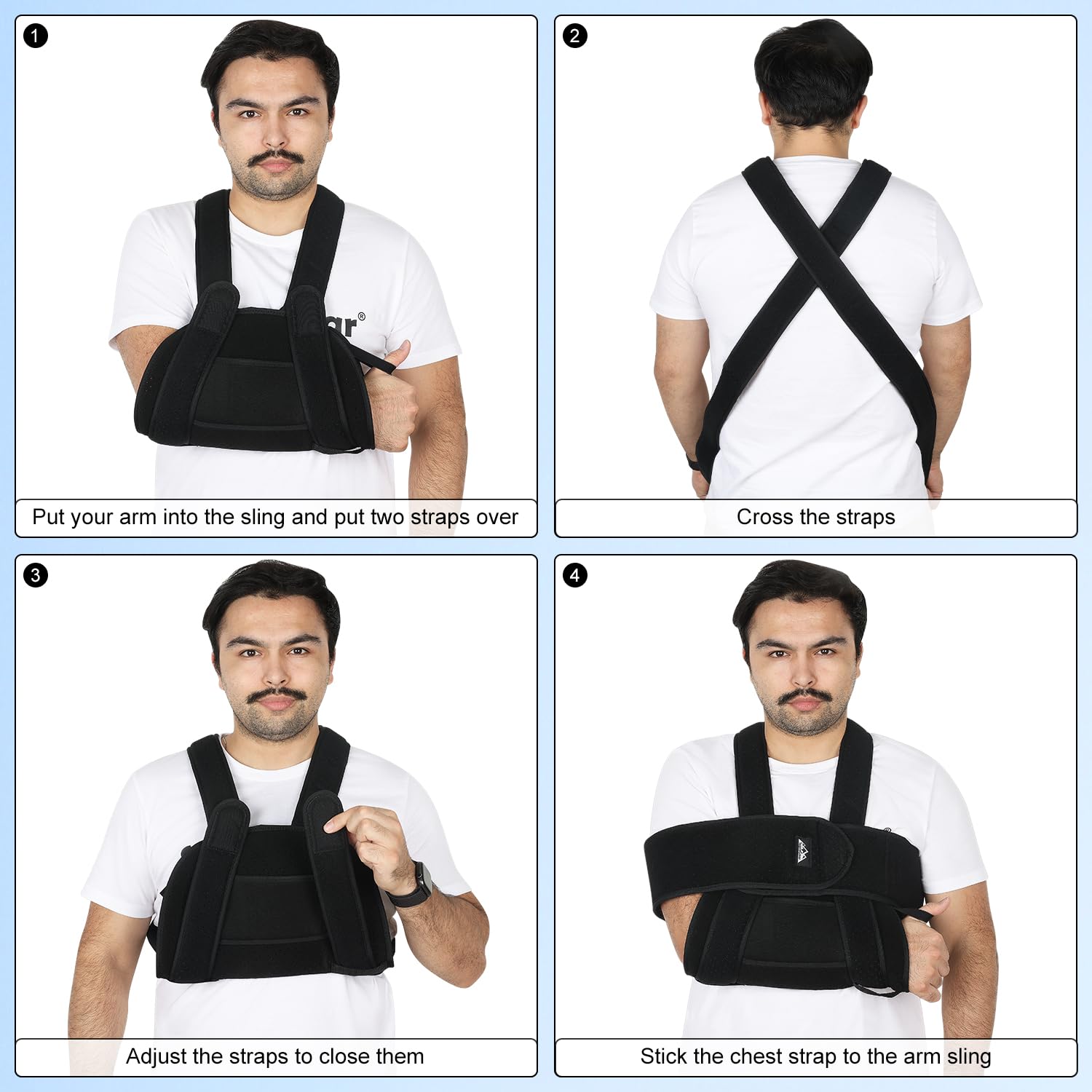supregear Supporti per Spalle, Supporto Medico Regolabile per la Cuffia Dei Rotatori, Imbragatura Immobilizzante Traspirante, per la Dislocazione di Ossa Rotte e Fratturate (Misura Grande, Nero)