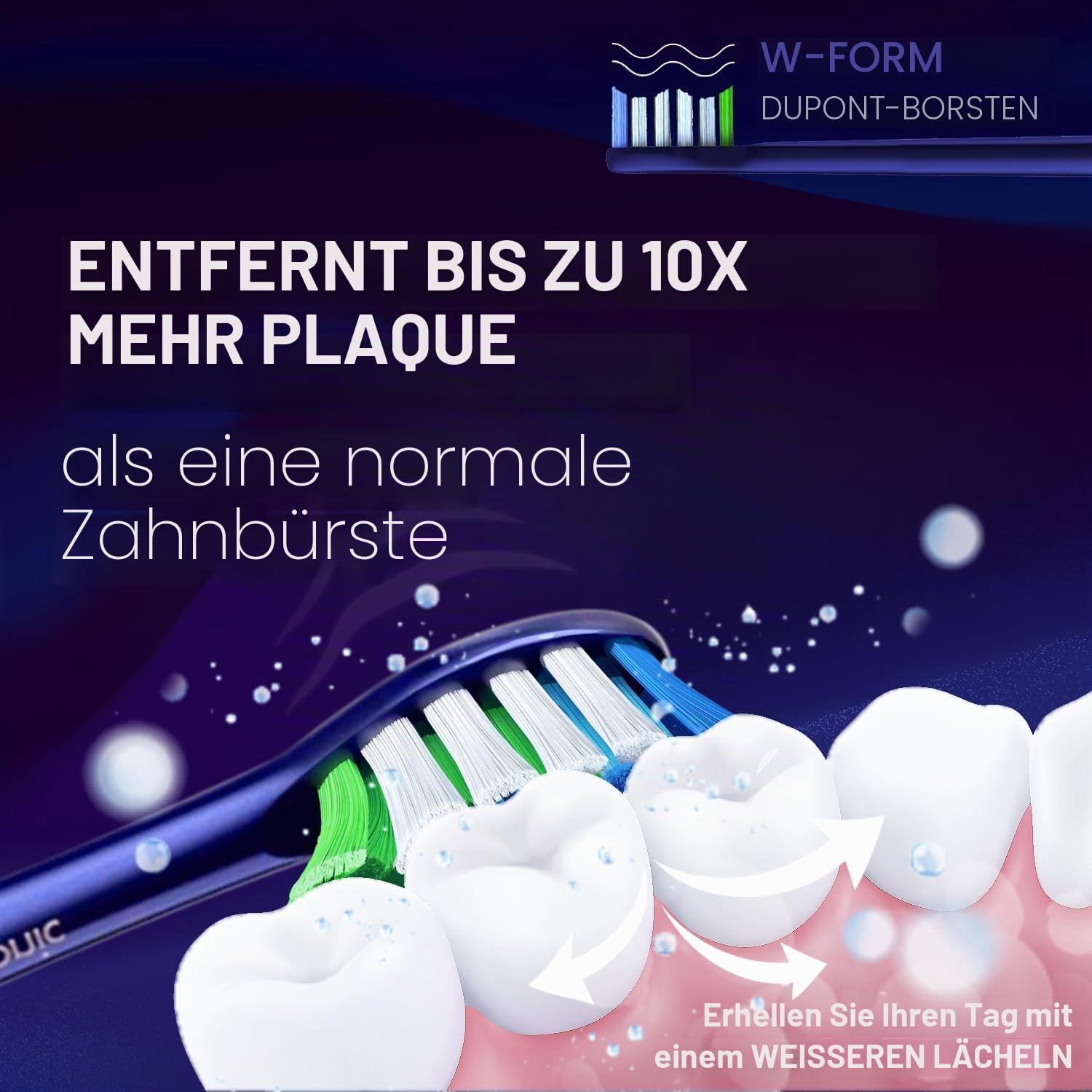 Wagner Stern WHITEN+ Edition. Intelligente elektrische Zahnbürste mit Drucksensor. 5 Putzmodi und 3 Intensitätsstufen, 8 weiche Bürstenköpfe, hochwertiges Reiseetui.