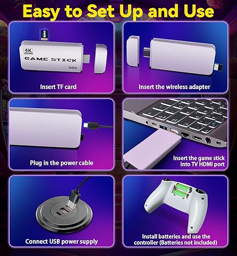 Miniatura 7 de Retro Gaming Console Stick Built-in 23 Emulators & 20000+ Games, Classic Video Games Stick with 4K HDMI Output, Plug & Play TV with 2.4G Controllers