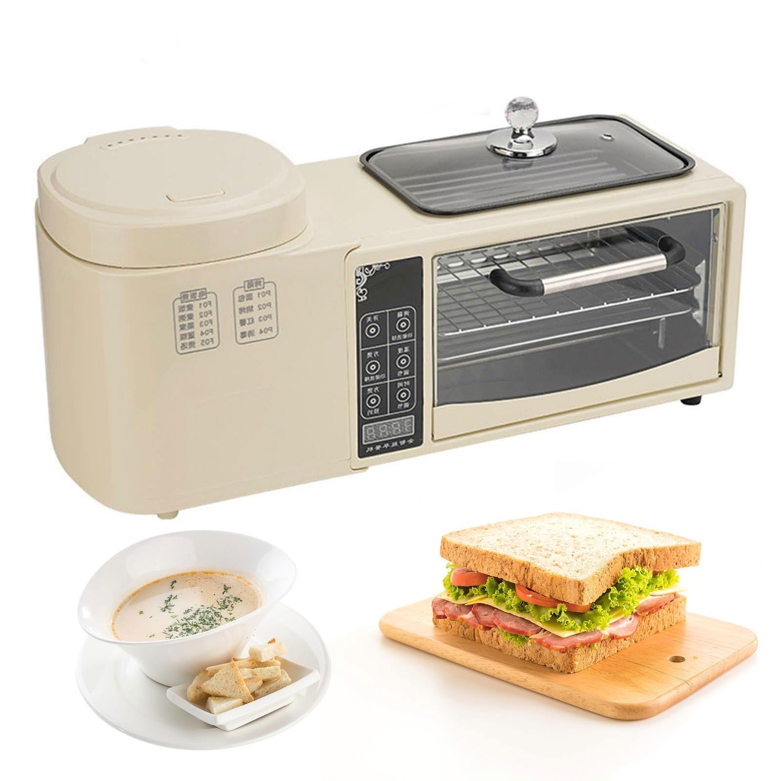 Station de petit-déjeuner 4 en 1 compacte avec écran tactile HD
