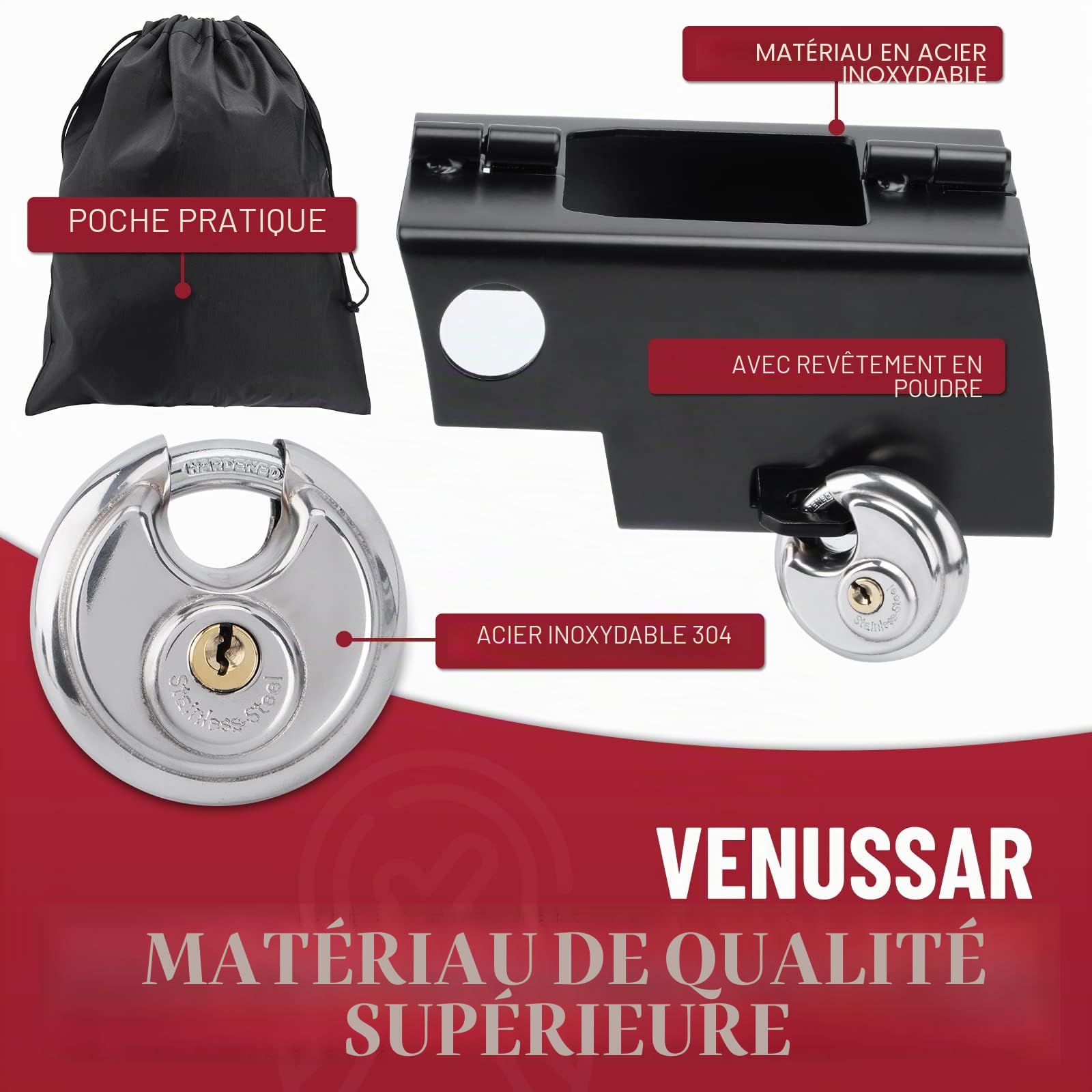 Verrouillage de la Remorque avec Cadenas, Antivol remorque attelée et non attelée, Cadenas remorque, Antivol de Remorque Haute Sécurité