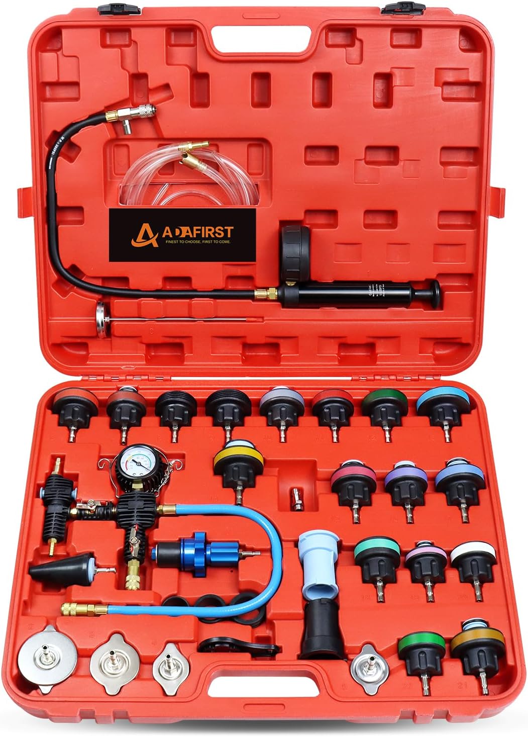 34 Pc Automotive Coolant Tool Set 34 Pc Coolant Pressure Tester & Vacuum Refill Kit - Universal Adapters For Car Radiator Automotive Cooling System Tester - View #7