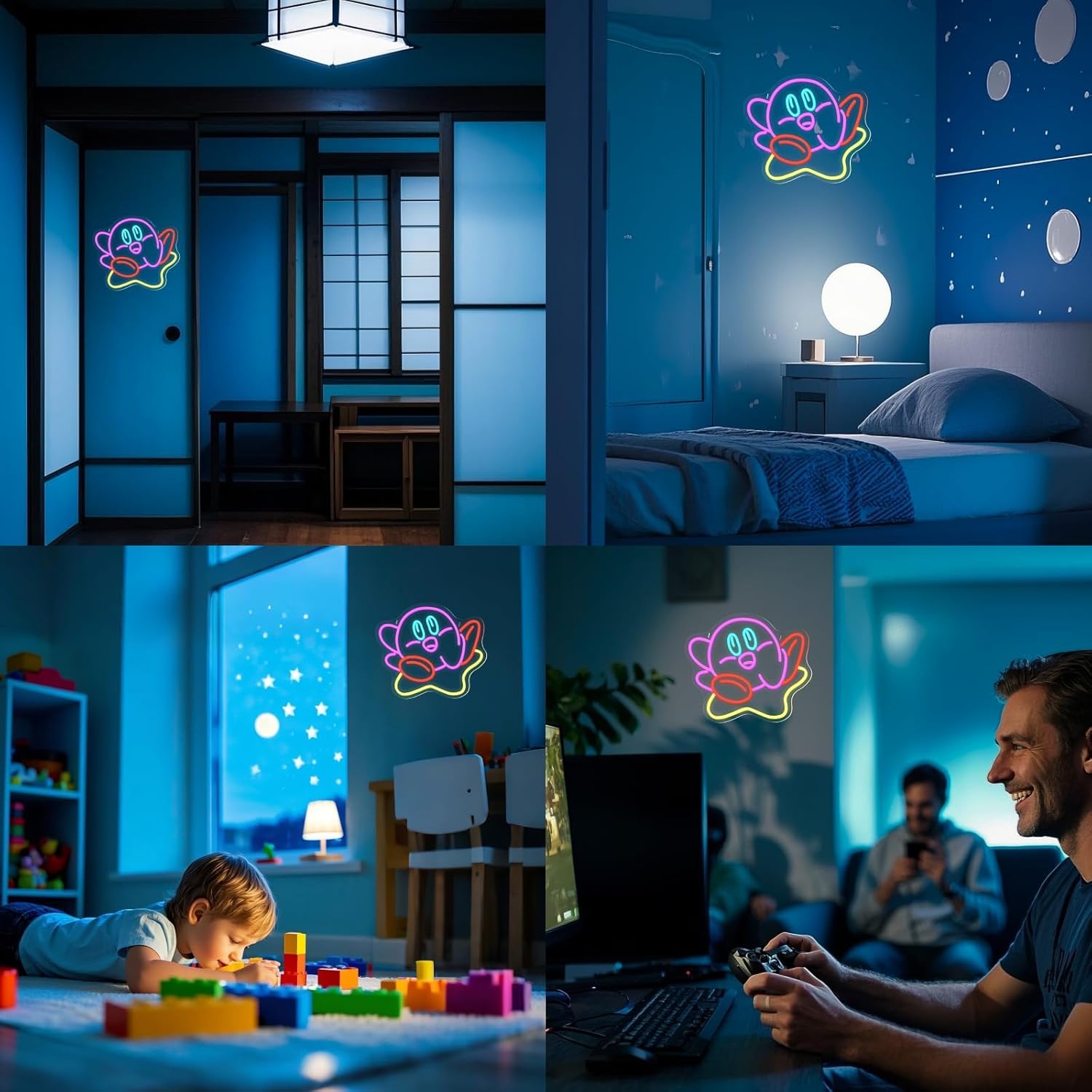 Cute Kirbee Neon Sign Dimmable Japanese Anime Led Signs for Wall Decor LED USB Powered Gaming Neon Light Sign for Kids Bedroom Game Room Decoration Gamer Fans Birthday Gifts - Image 3