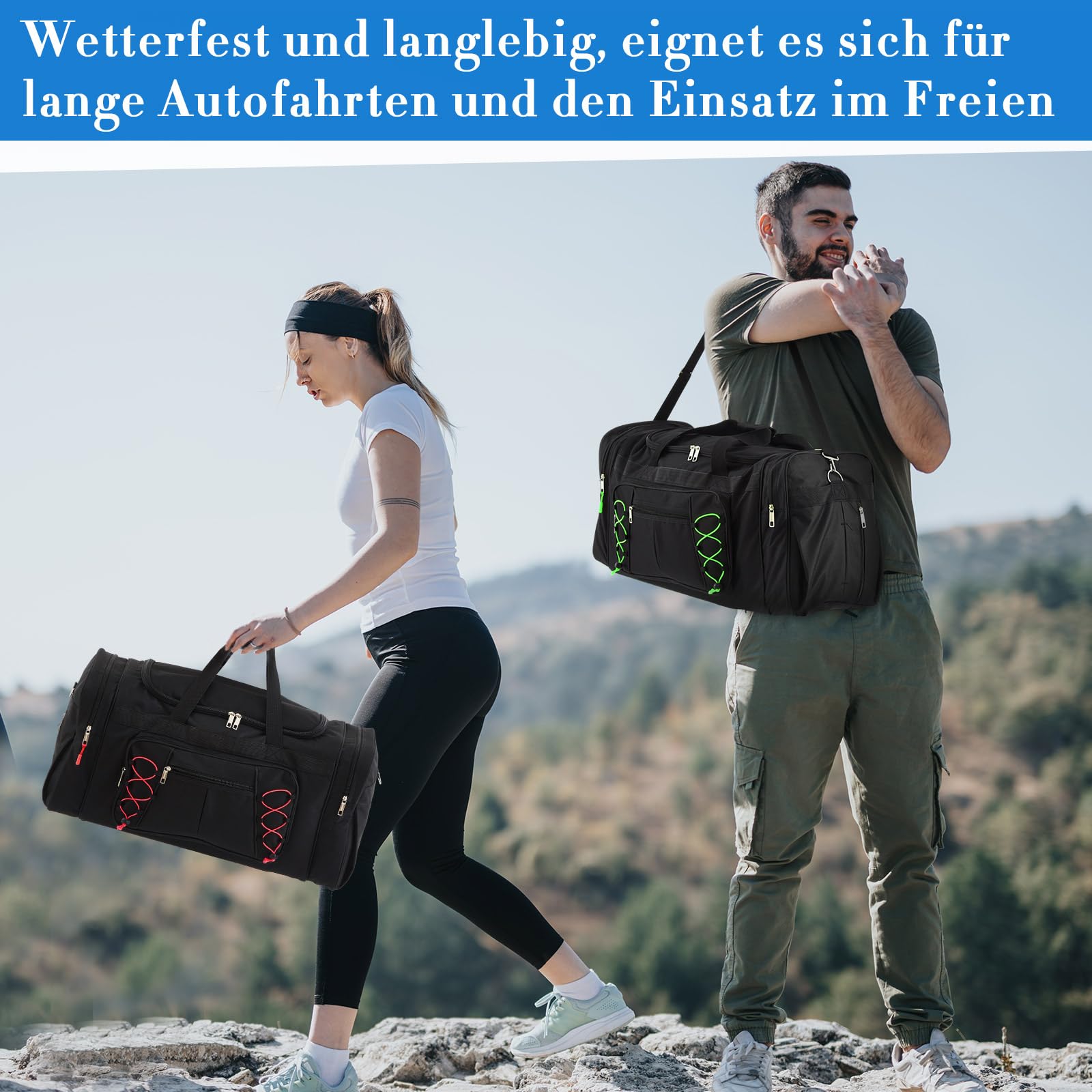 Weewooday Set di 4 Borse per Box da Tetto 65 cm 68L Duffel Portapacchi con 4 Cerniere Indicatori di Identificazione Borsa da Viaggio Nera con Scomparto per Scarpe per Box da Tetto Auto(Classico)