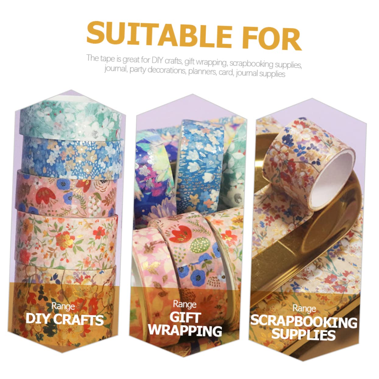 HOMSFOU 4 Sätze Blumenmuster Washi Tape Selbstklebende Dekorationsbänder Für Diy Scrapbooking Und Bastelprojekte Für Kreative Und Kunstwerke 9 Rollen * 4
