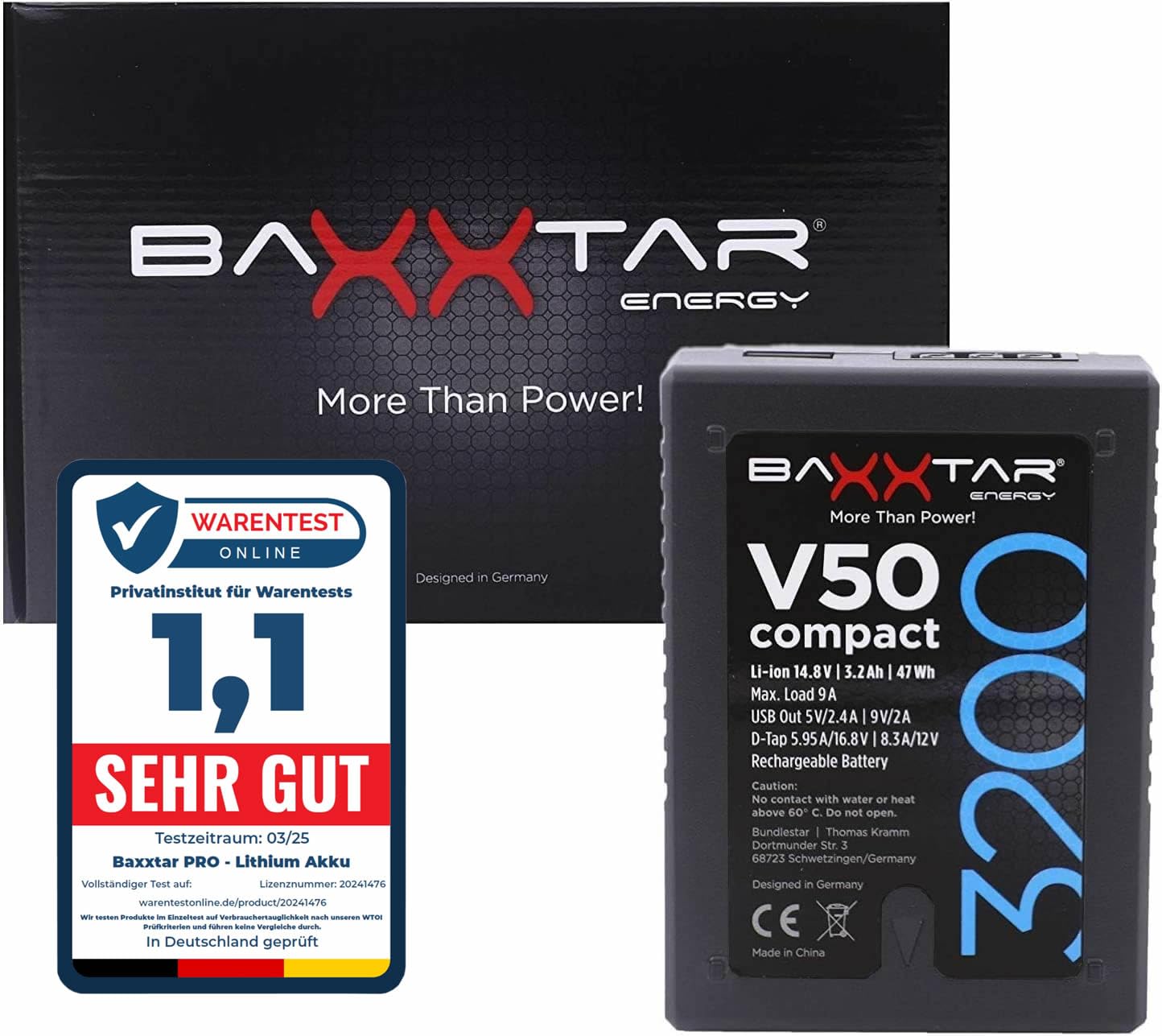 Baxxtar 2 batterie Pro V-Mount - V95 Compact II - LG Cells Interno (vero 6400 mA Baxxtar 2 batterie Pro V-Mount - V95 Compact II - LG Cells Interno (vero 6400 mA