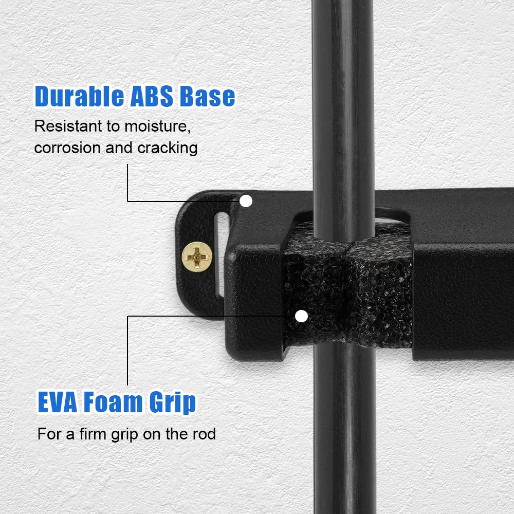 1 par de soportes para caña de pescar vertical y horizontal – Estantería de pared para 6 polos, estante de almacenamiento Rod Rack (negro)