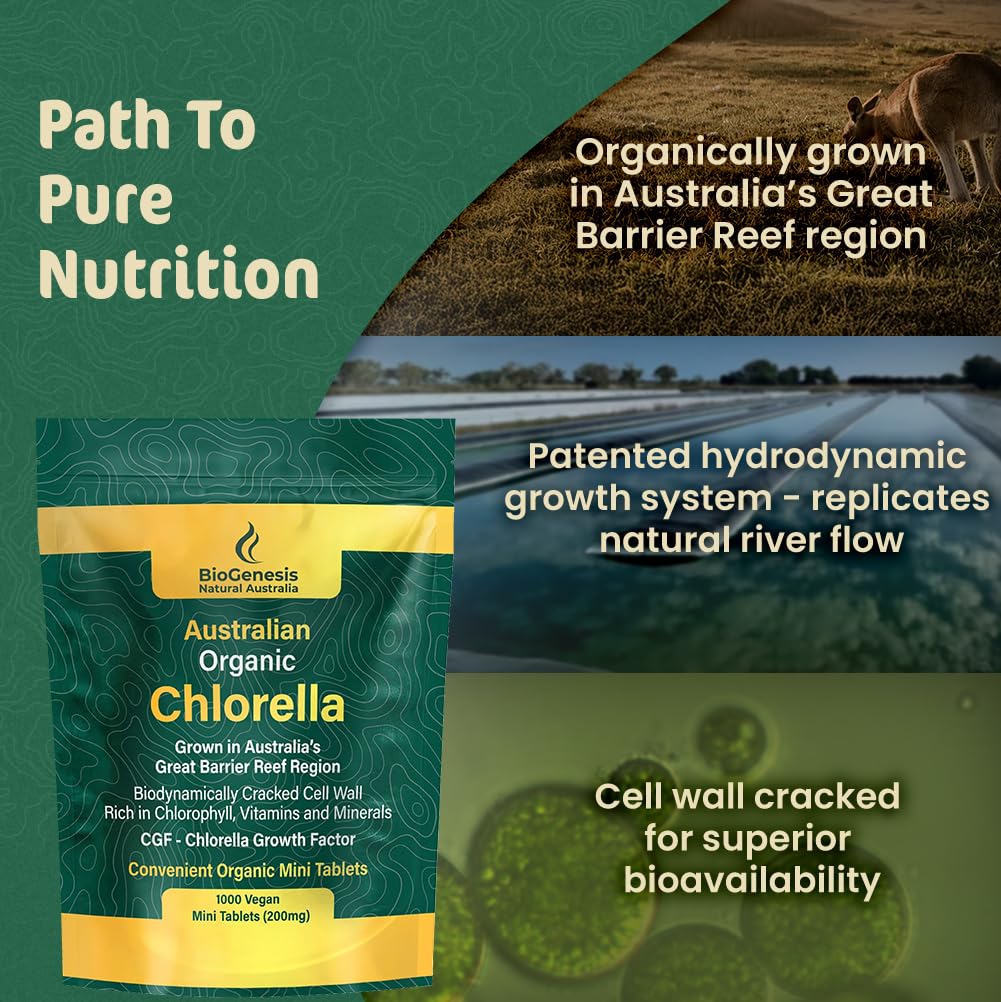 Biogenesis Organic Chlorella Mini Tablets – 1000 Count (200mg) | Australian Grown | Rich in Chlorophyll, Vitamins & Minerals | Supports Energy & Immunity | Vegan Mini Tablets — Amazon image 5