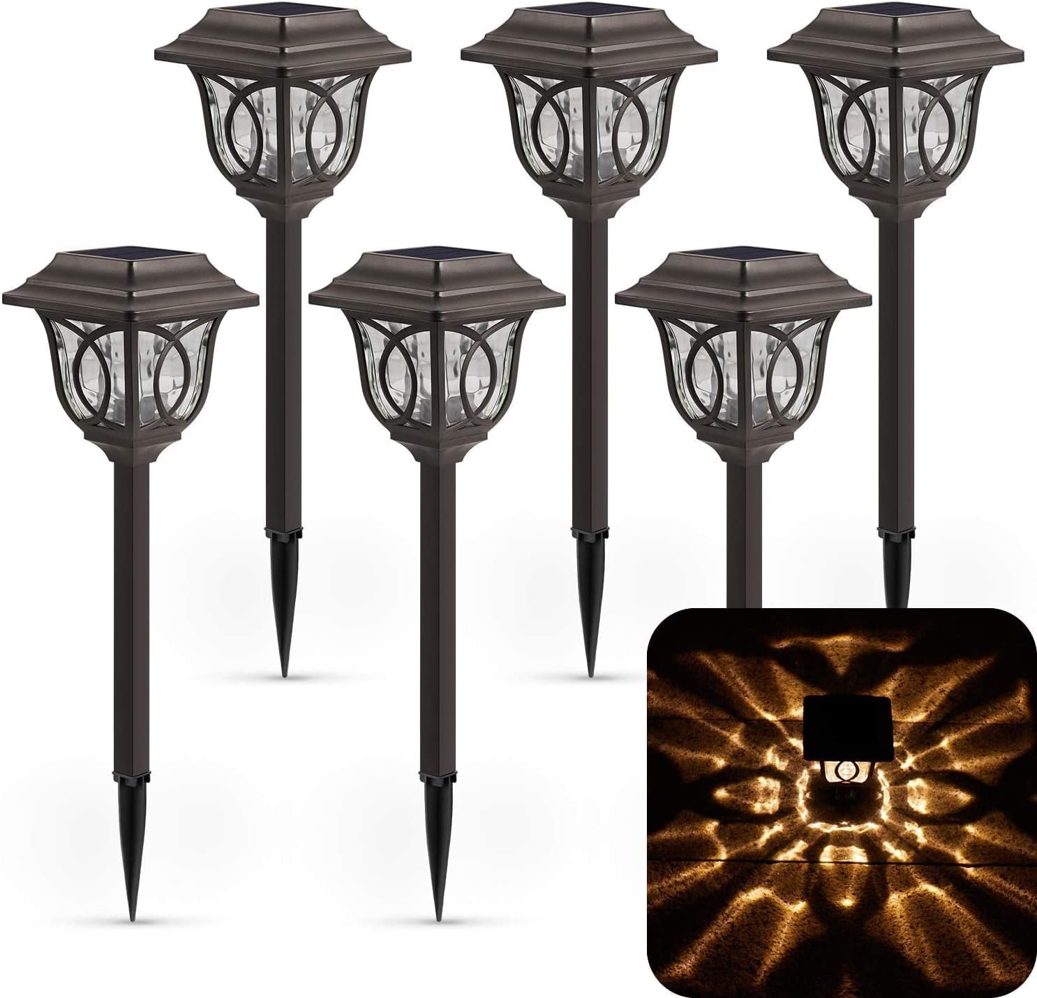 XMCOSY+ Solar Pathway Lights 6 Pack Garden Solar Lights, 25 Lumens