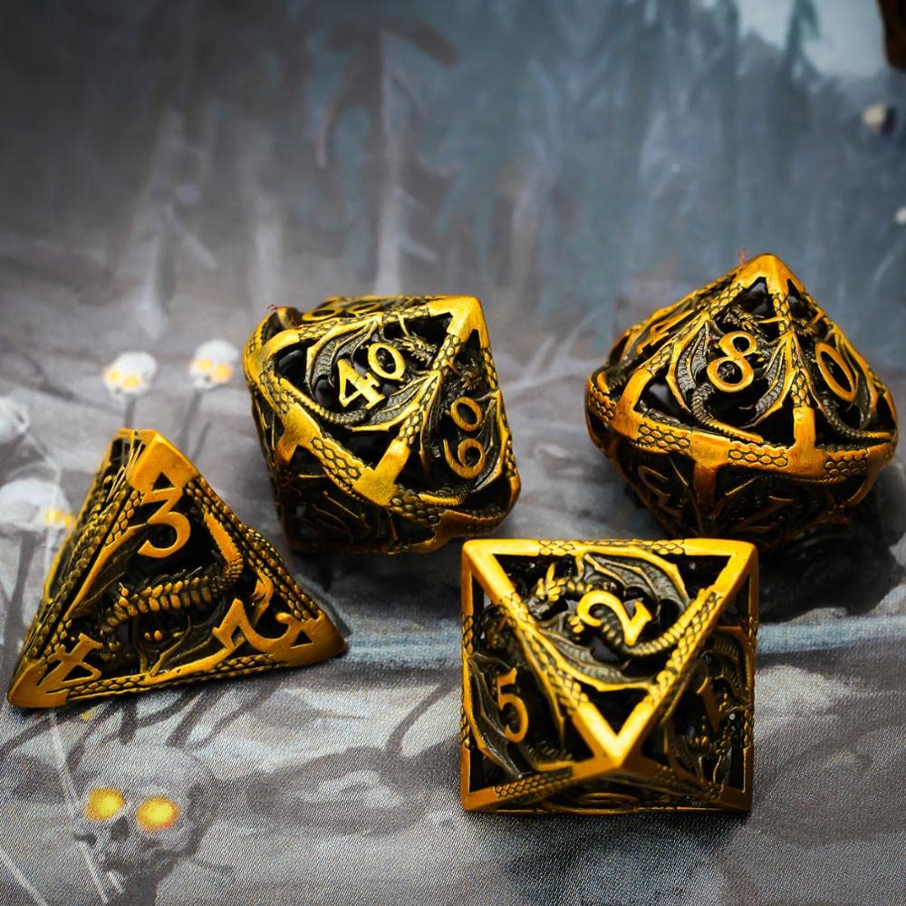 Würfel Hohlmetallwürfel, Fliegender Drache D & D. Würfel 7 Stück DND. Würfel, polyedrale Würfel-Set, for Rollenspiel Spiel MTG Pfadfinder Gezinkte Würfel (Size : Red)