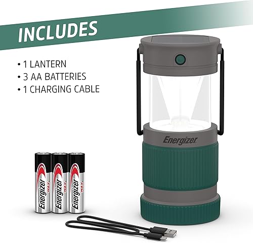 Miniatura 8 de Energizer Linterna de camping híbrida S-500, solar, recargable o alimentada por pilas AA, linterna LED brillante resistente al agua IPX4