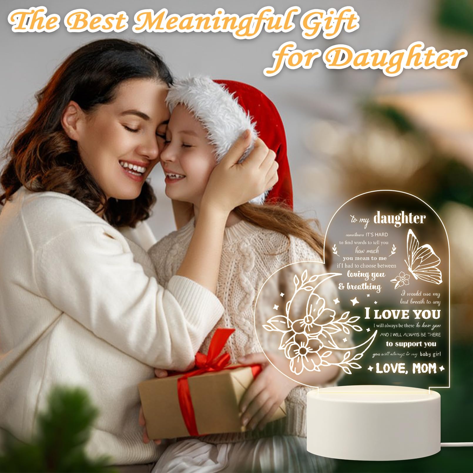 QYMCAT Veilleuse LED Transparente Pour Petite-fille De La Part D'une Grand-mère Et D'une Petite-fille Pour Anniversaire, Noël, Remise De Diplôme