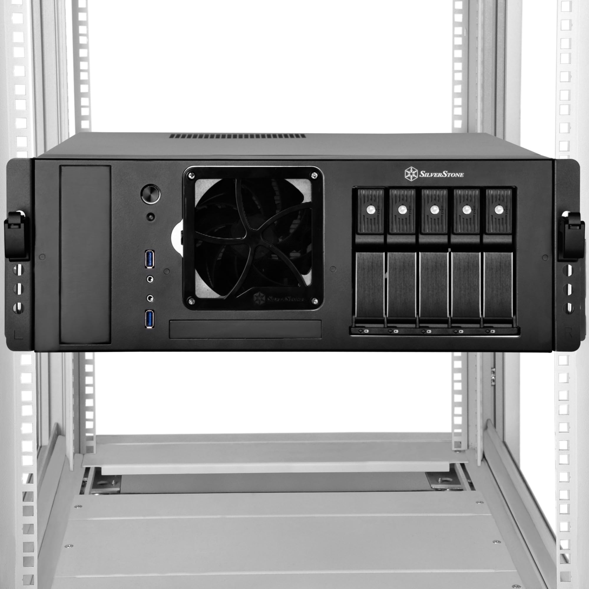 Silverstone SST-RMS05-22 - Kit de raíl Deslizante con rodamientos sin Herramientas 3U y 4U, acepta 440mm de Ancho, hasta 77,16 Libras (35 kgs)