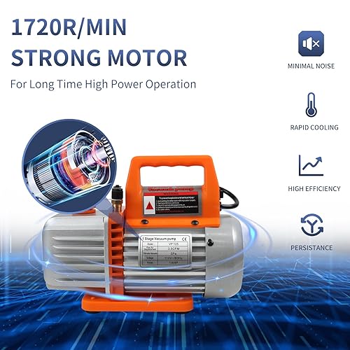 Miniatura 7 de BACOENG Kit de cámara de vacío de 2 cuartos con bomba de vacío de 3.6 CFM y 1 etapa HVAC