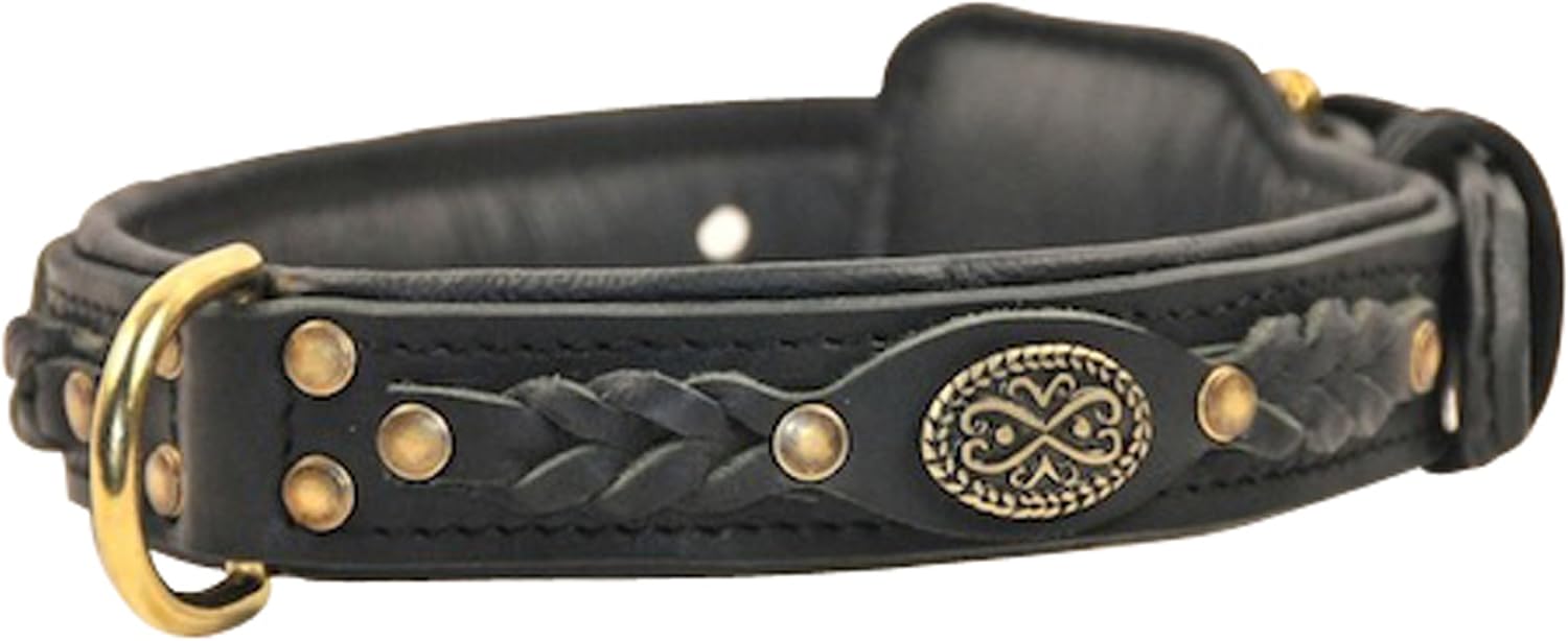 Dean & Tyler Dean's Legend Beautiful Dog Collar with Black Nappa Padding and Italian Hardware, X-Large, Black