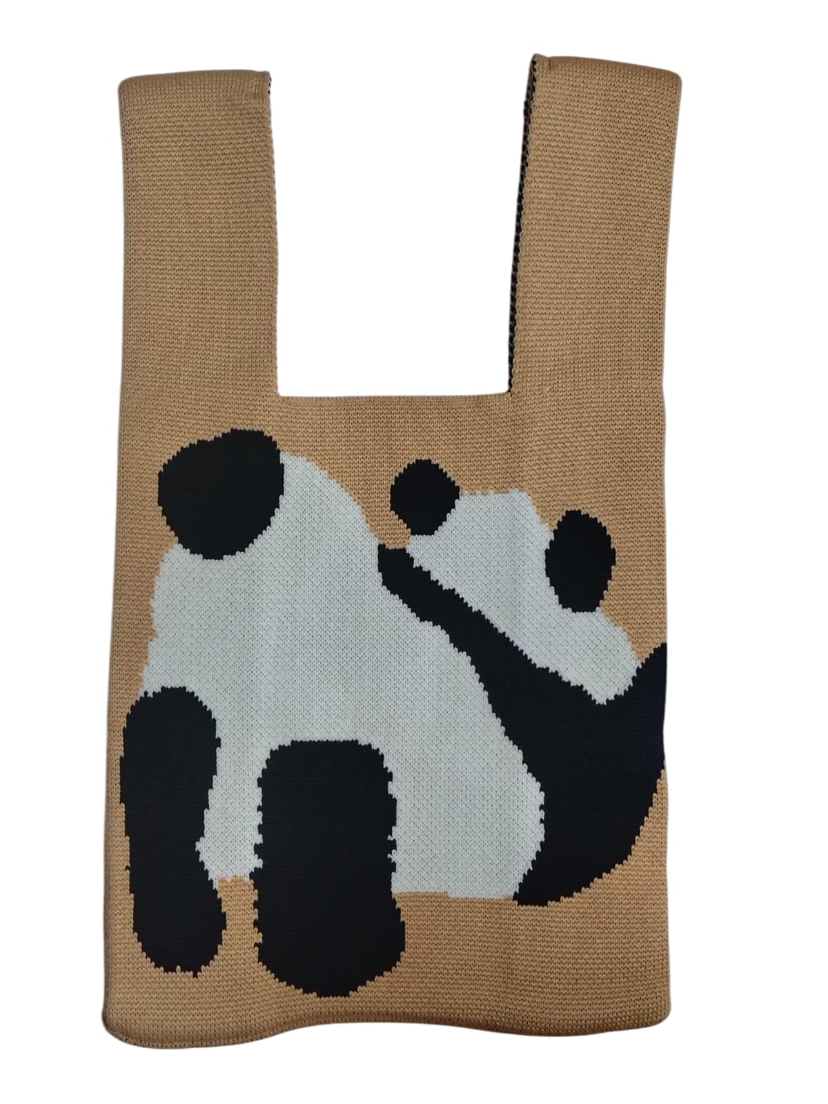 Panda Themed Knitted Wrist Bag for Women, Cute Wristlet Knot Pouch, Pink, Lightweight, Casual Small Purse Cute Tote Bag For Shopping, Dating, Travel (Brown)-image-30