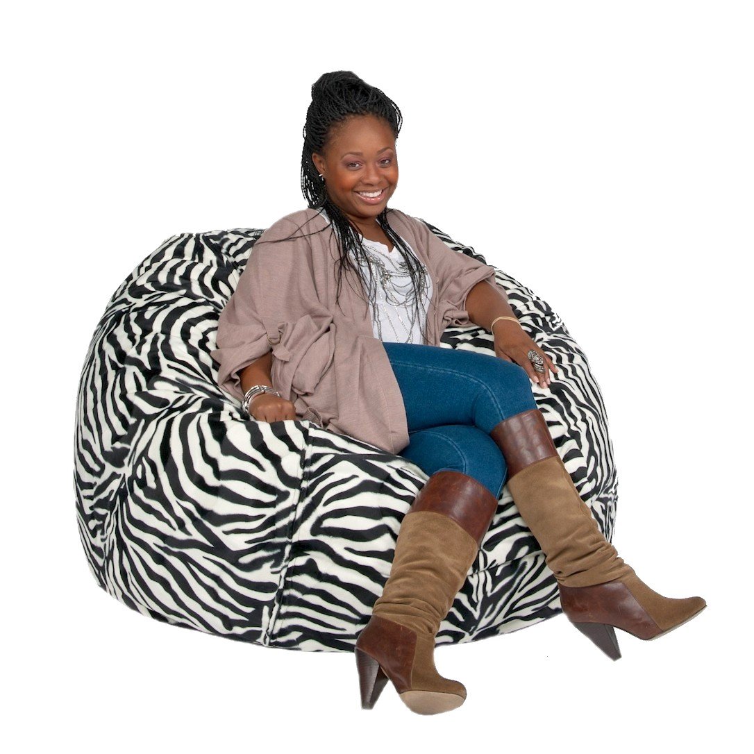 3-Feet Bean Bag Chair, Medium, Zebra Print