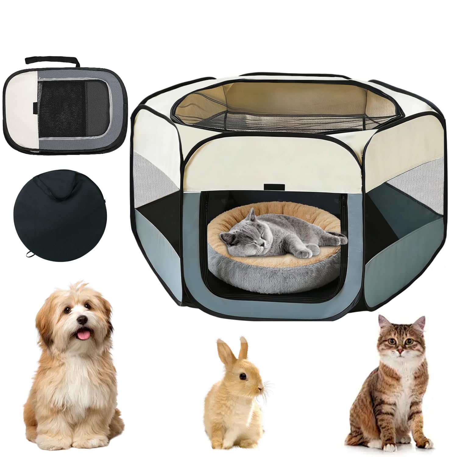 Parque para Perros 105 x 105 x 60 cm Plegable Corralito para Perros Portátil Jaula Perro Ideal para el Adiestramiento el Descanso y Las Salidas al Aire Libre de Cachorros Gatos y Conejos