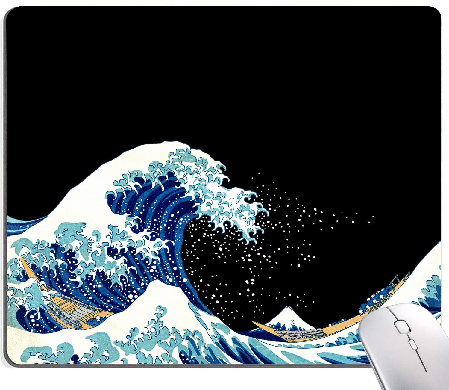 Mouse Pad, Rectangle Wave Design Anti-Slip Rubber Mousepad for Gaming Office Laptop Computer PC Men Women Kids, Cute Custom Pattern, Sea Wave