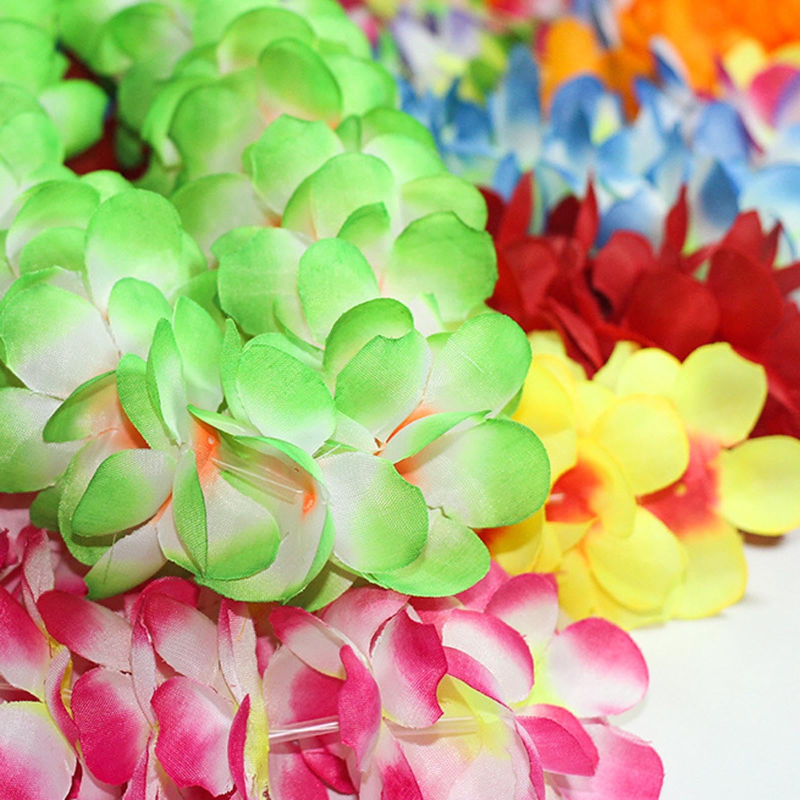 LIFKOME 4 unidades 1 juego de guirnalda verde hawaiana tocado Lei-girlande Luau fiesta diademas y pulseras Lei-halskette Tropische Leis Strandtanz-kostüm Rock Blumen Pool-party